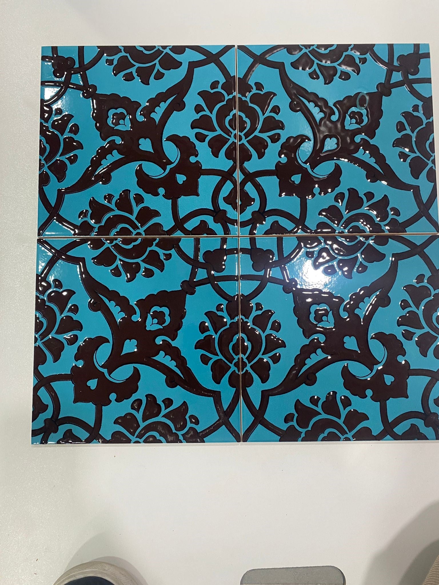 Armada Çini 60x100 Cm SP 83 Turkuaz Kahve Serigraf Türk Hamamı Pano