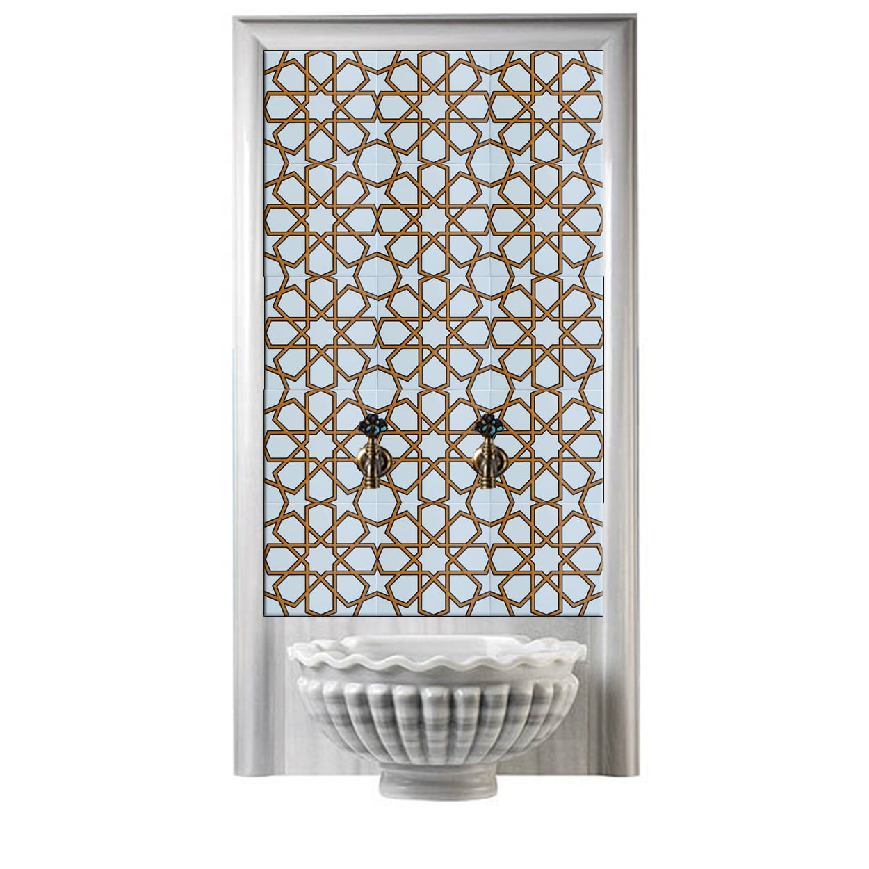 Armada Çini 60x100 Cm SP 89-v Sarı Beyaz Serigraf Türk Hamamı Pano