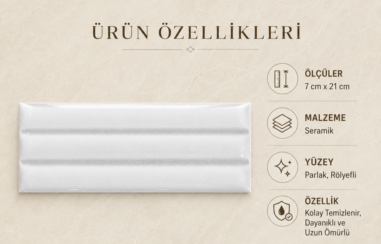 Armada Çini 7x21 Cm Bambu Beyaz  Çini Seramik
