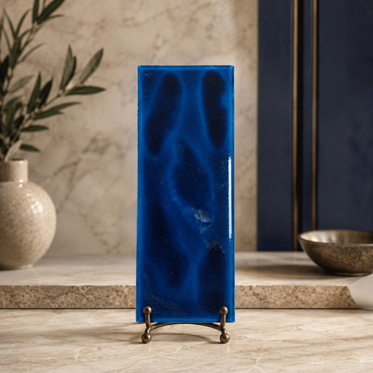Armada Çini 7x21 Cm Gölgeli Petrol Mavisi Çini Seramik 
