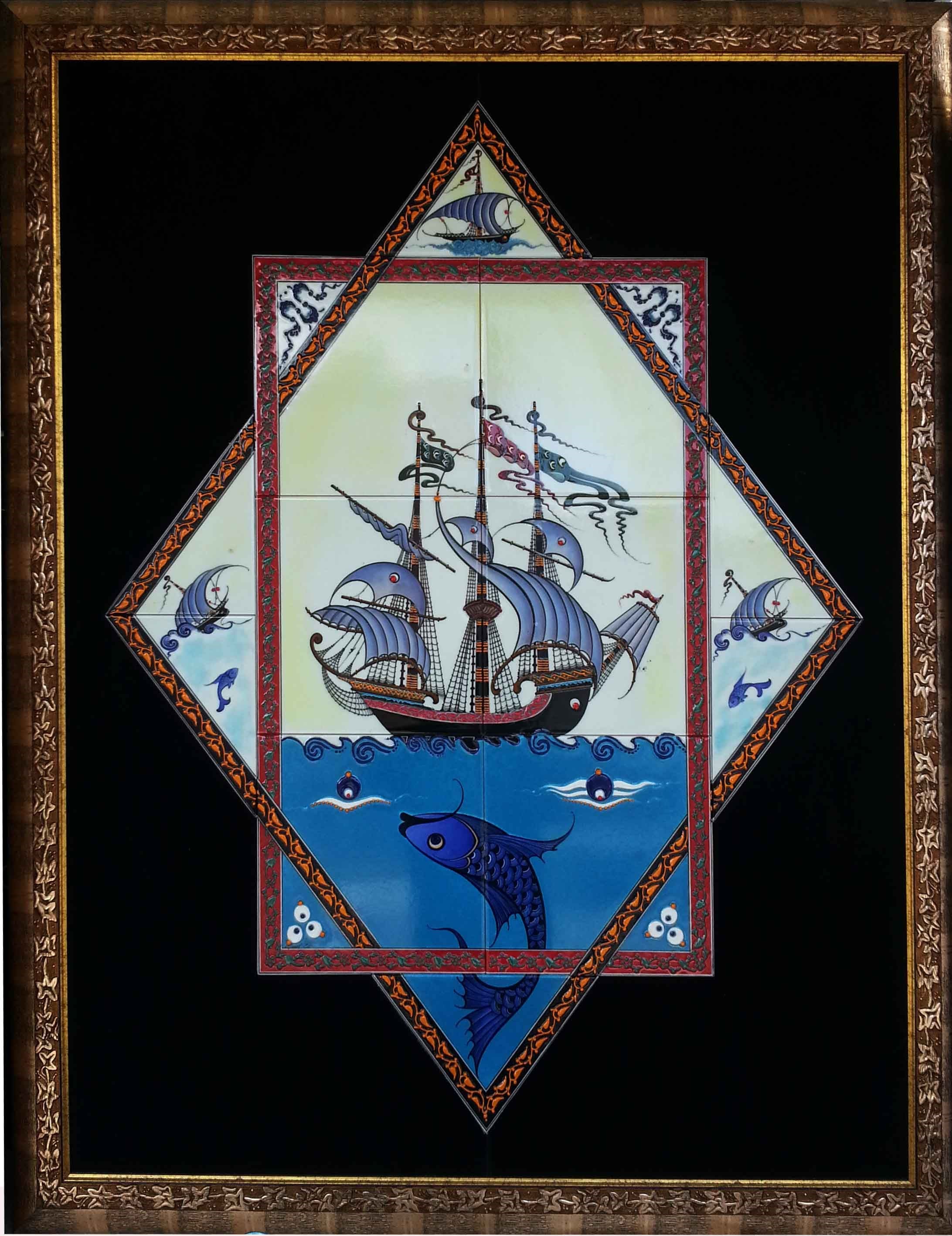Armada Çini 80x100 Cm ED 682 Yıldız Kalyon Çini Pano