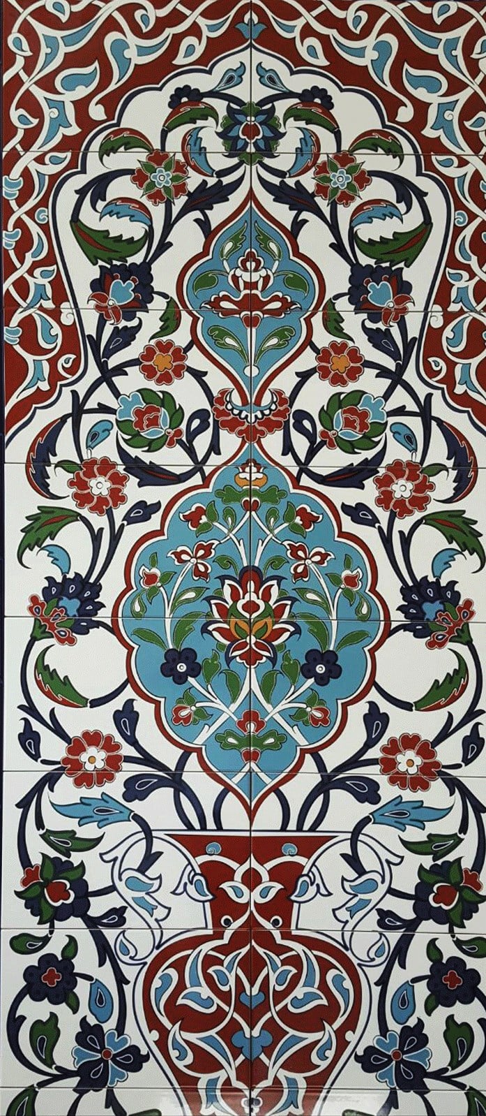 Armada Çini 80x180 Çiçek desenli Zeminsiz Türk Hamamı Dijital Baskı Pano