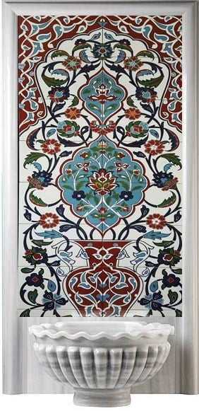 Armada Çini 80x190 Çiçek desenli Zeminsiz Türk Hamamı Dijital Baskı Pano