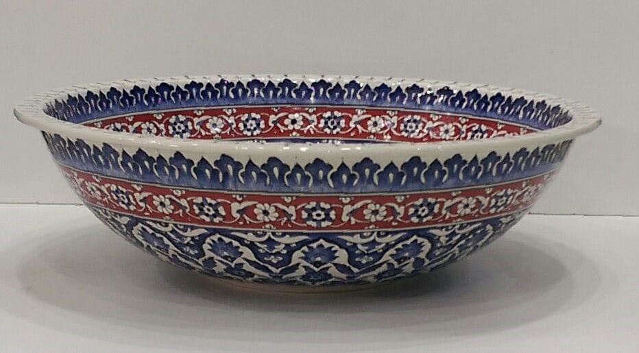 Armada Çini Dantel Desenli El Yapımı Tezgah Üstü Çini Lavabo