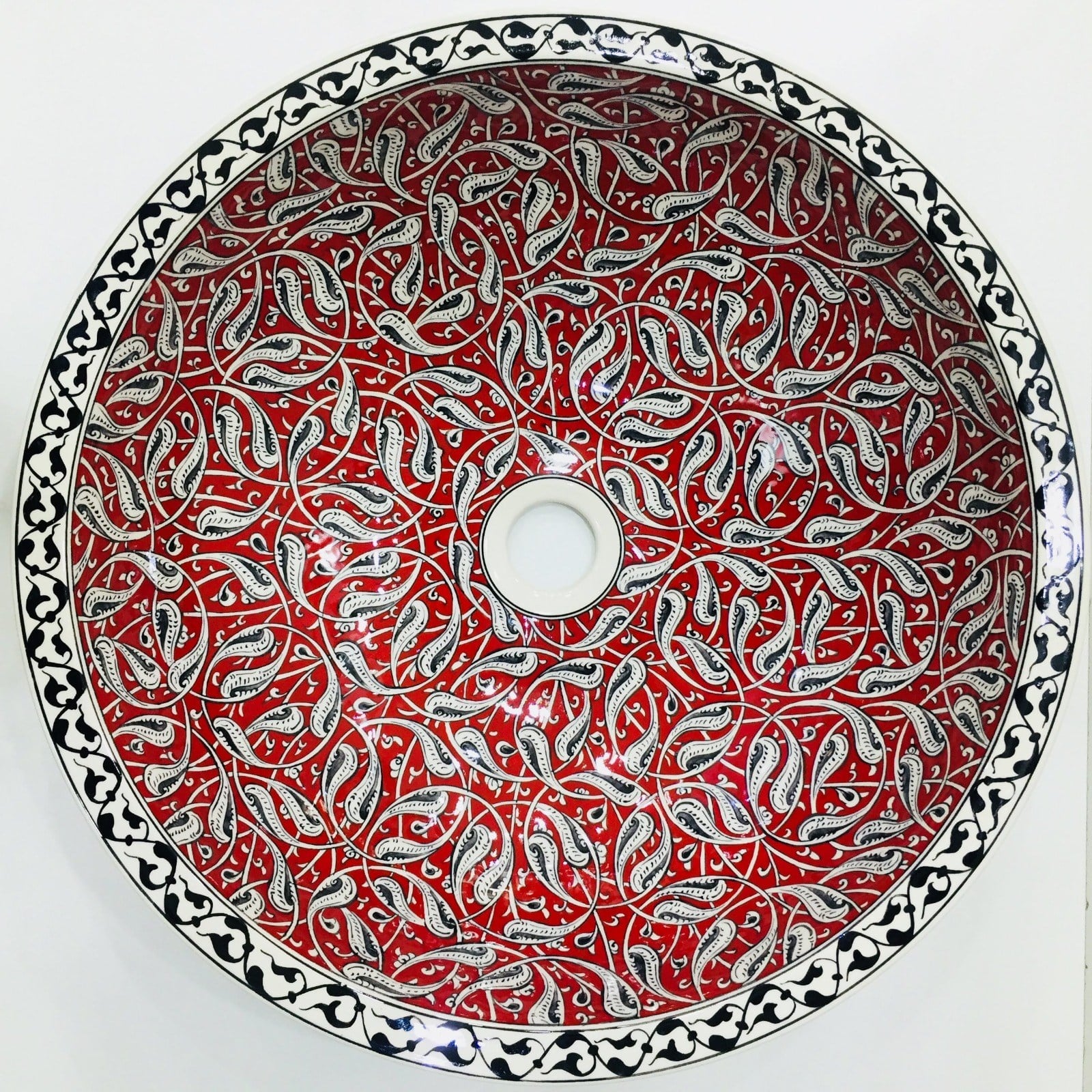 Armada Çini Rumi Desenli El Yapımı Tezgah Üstü Çini Lavabo