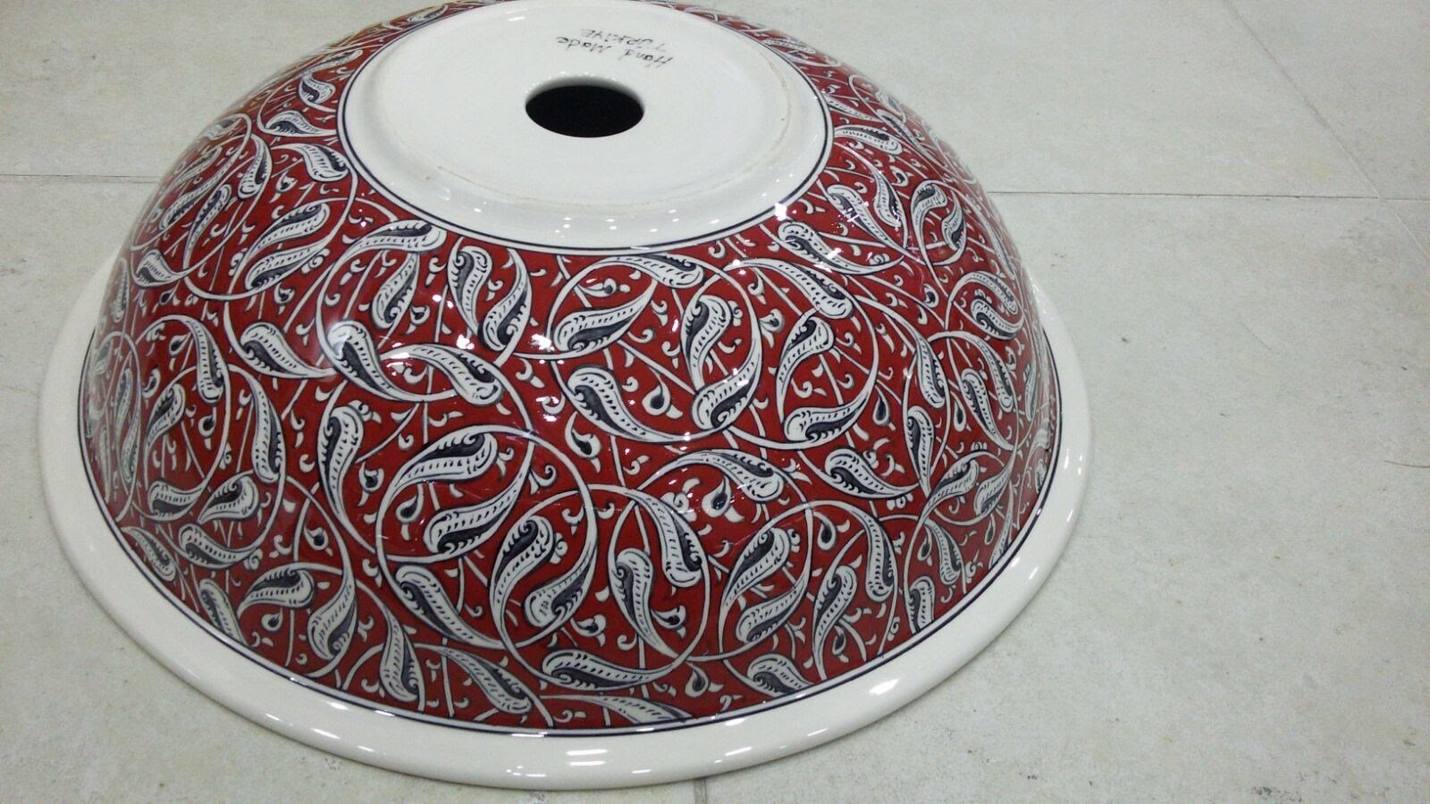 Armada Çini Rumi Desenli El Yapımı Tezgah Üstü Çini Lavabo
