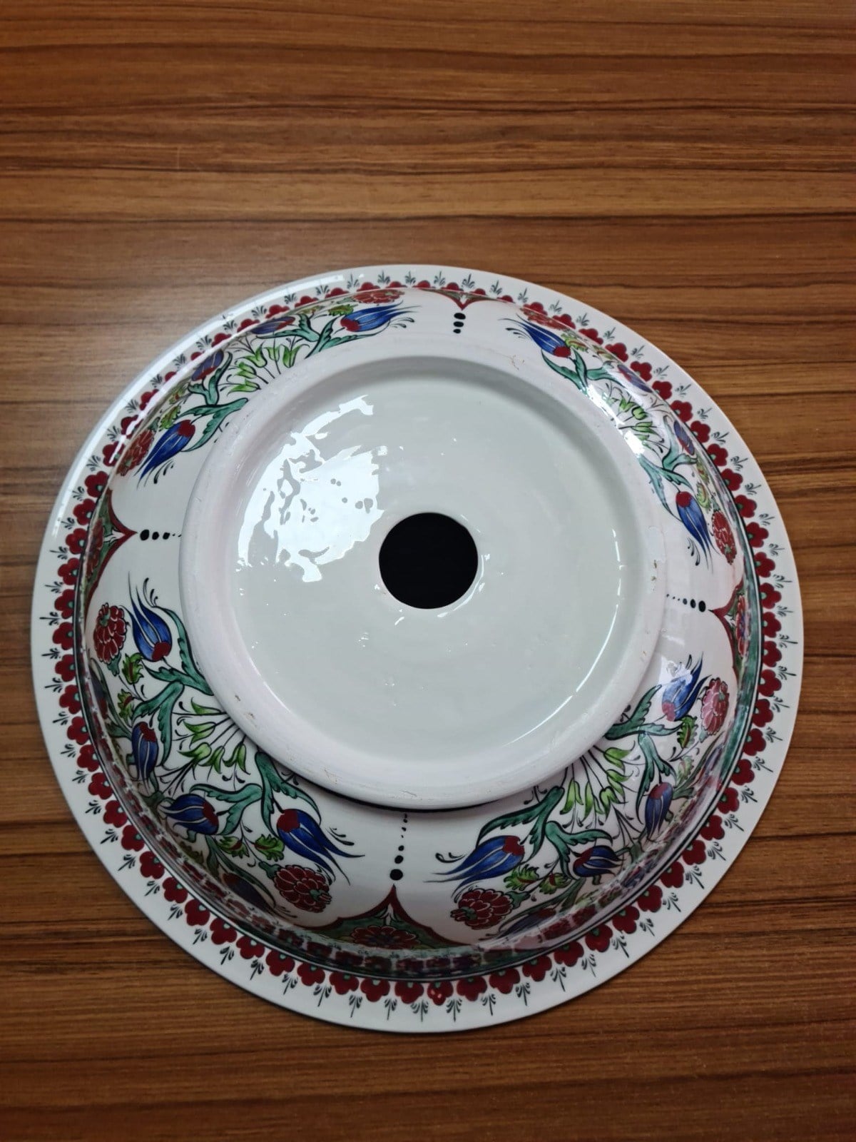 rmada Çini Yeşil Karanfil Desenli El Yapımı Tezgah Üstü Çini Lavabo