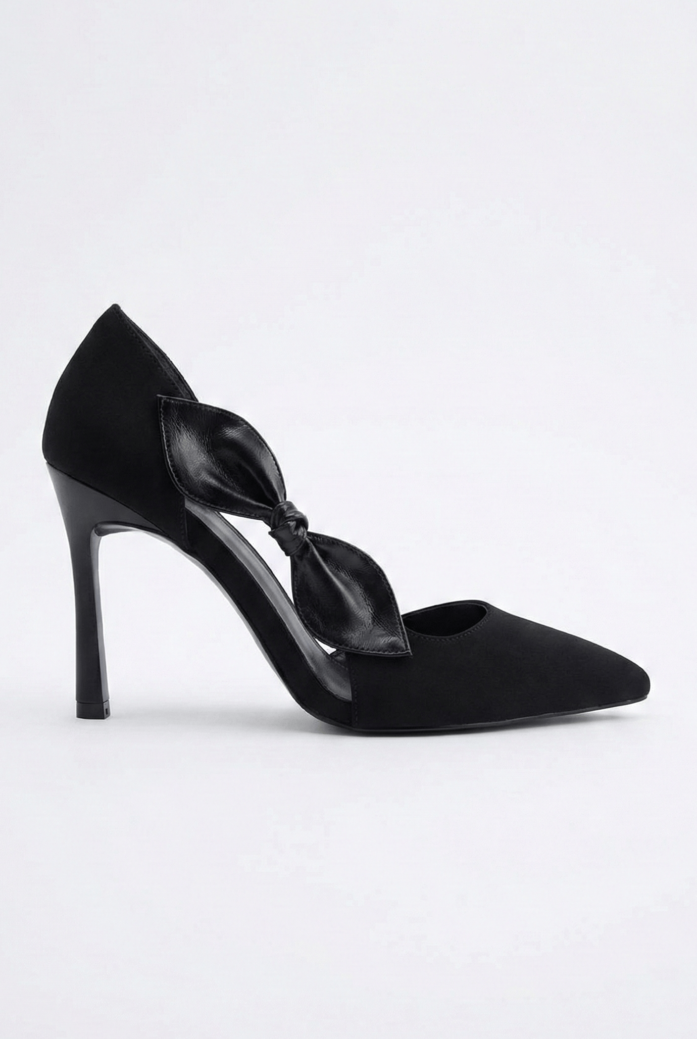  Kadın Saten Fiyonklu Sivri Burun 9 cm İnce Topuklu Stiletto Abiye Ayakkabı
