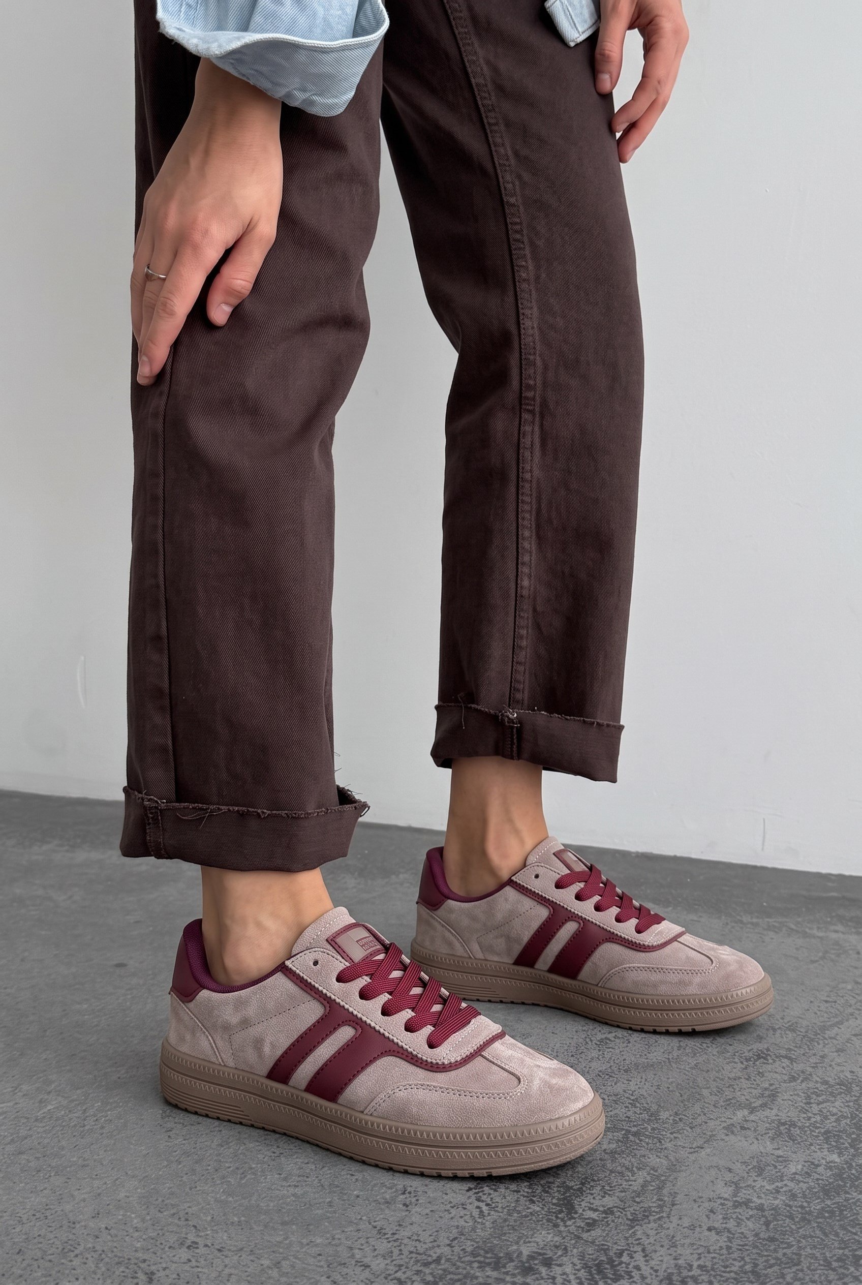  Rota Kadın Bej-Bordo Sneaker Spor Ayakkabı - Kadın Günlük Ayakkabı