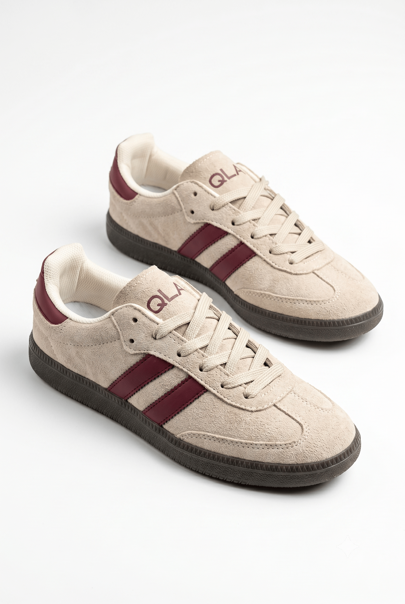 Kadın Bej-Bordo Süet Kadın Retro Spor Ayakkabı TE02