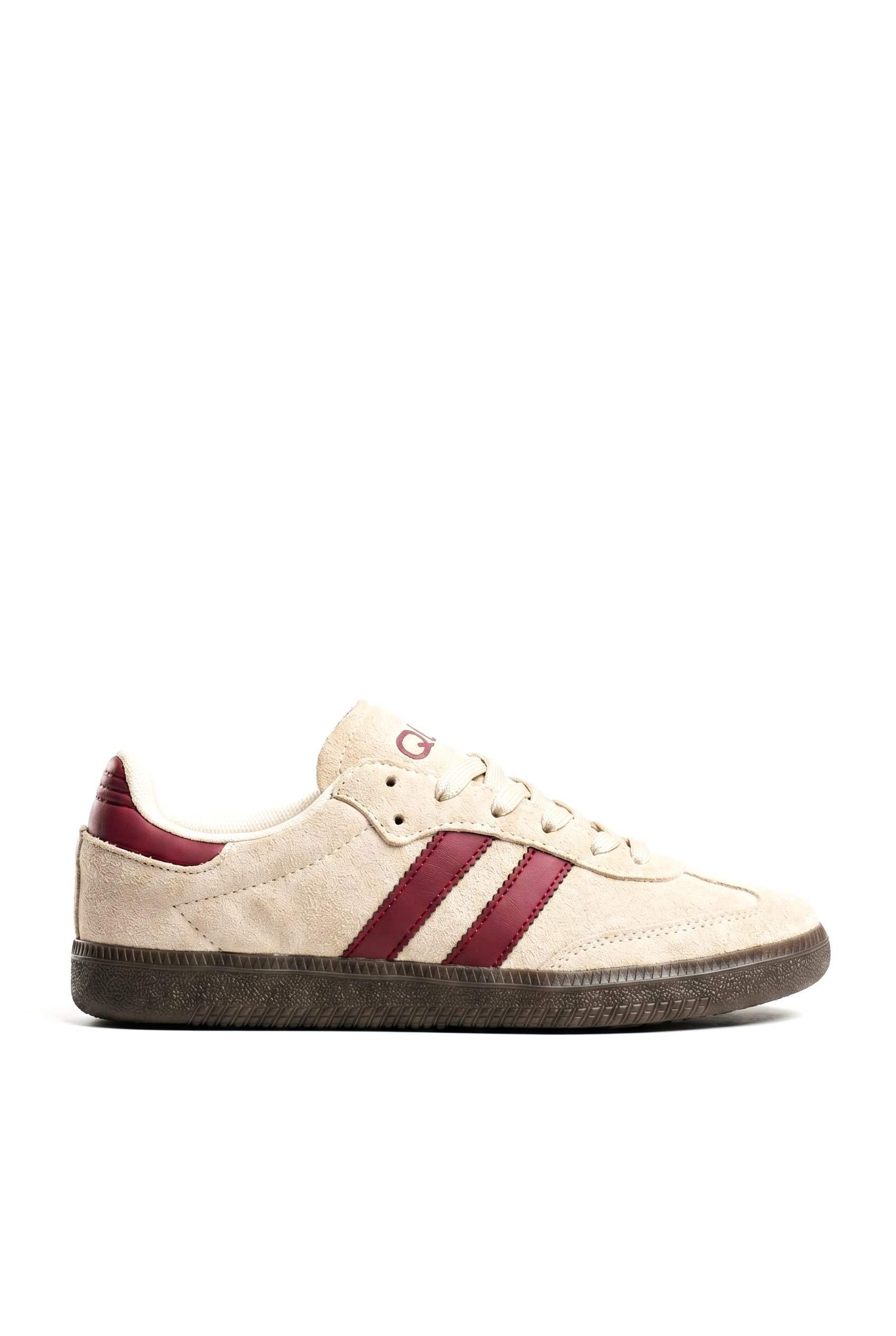 Kadın Bej-Bordo Süet Kadın Retro Spor Ayakkabı TE02