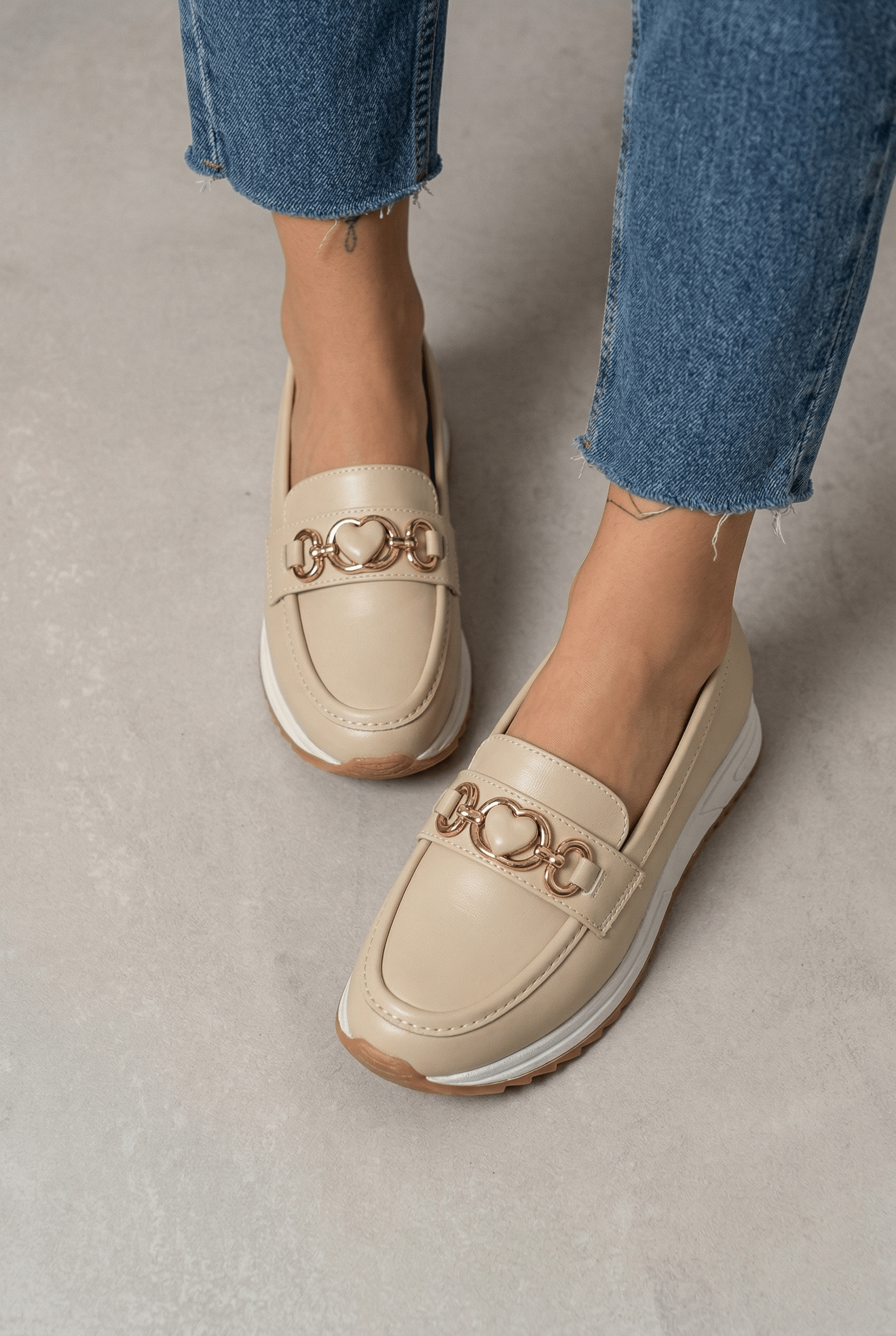 Kadın Bej Ortopedik Loafer Günlük Loafer Ayakkabı