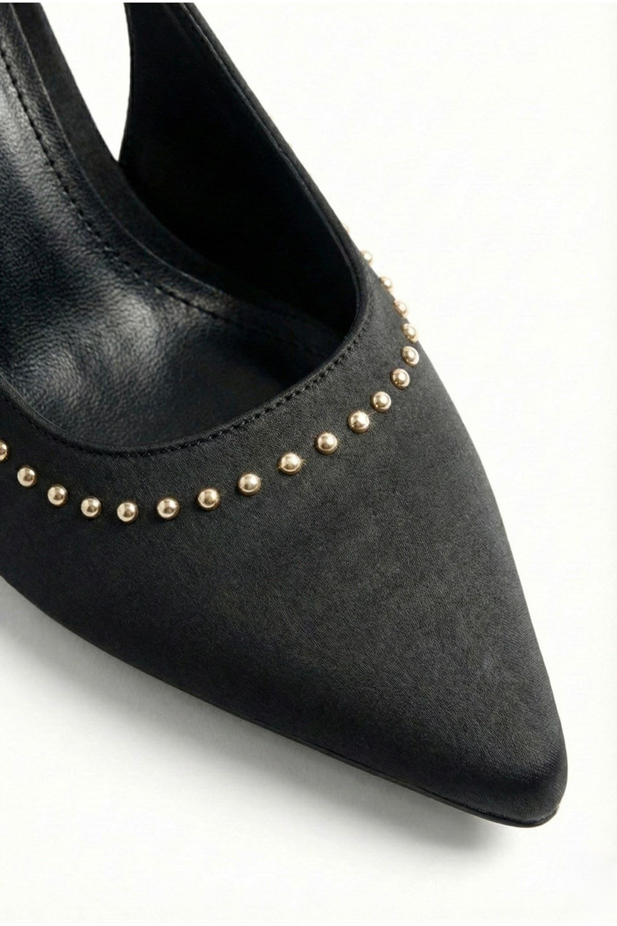 Kadın Boncuk Detaylı Arkası Açık Kadeh Topuklu Kadın Stiletto |İnce Topuklu Sivri Burun Abiye