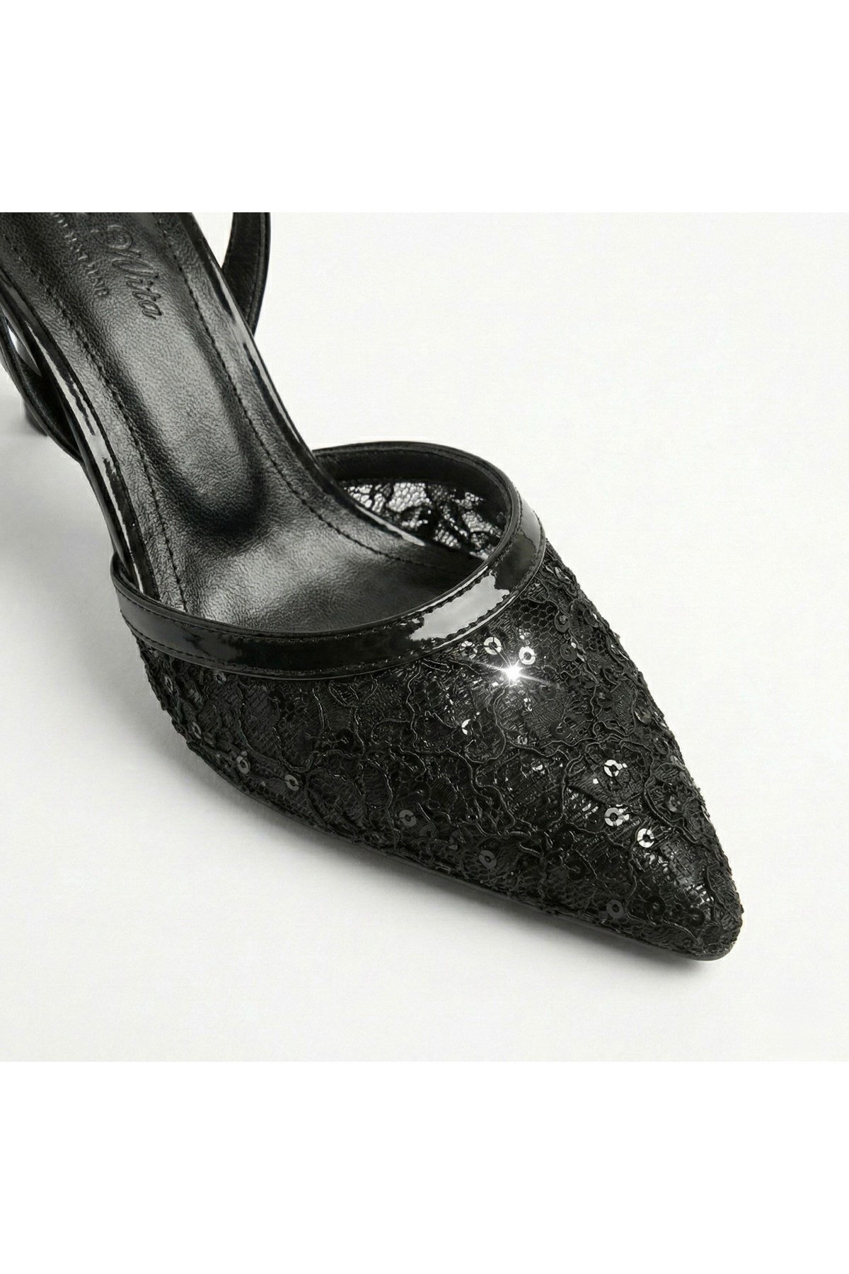 Kadın Dantel İşlemeli Sivri Burun İnce Topuklu Stiletto Gelin Abiye Ayakkabı