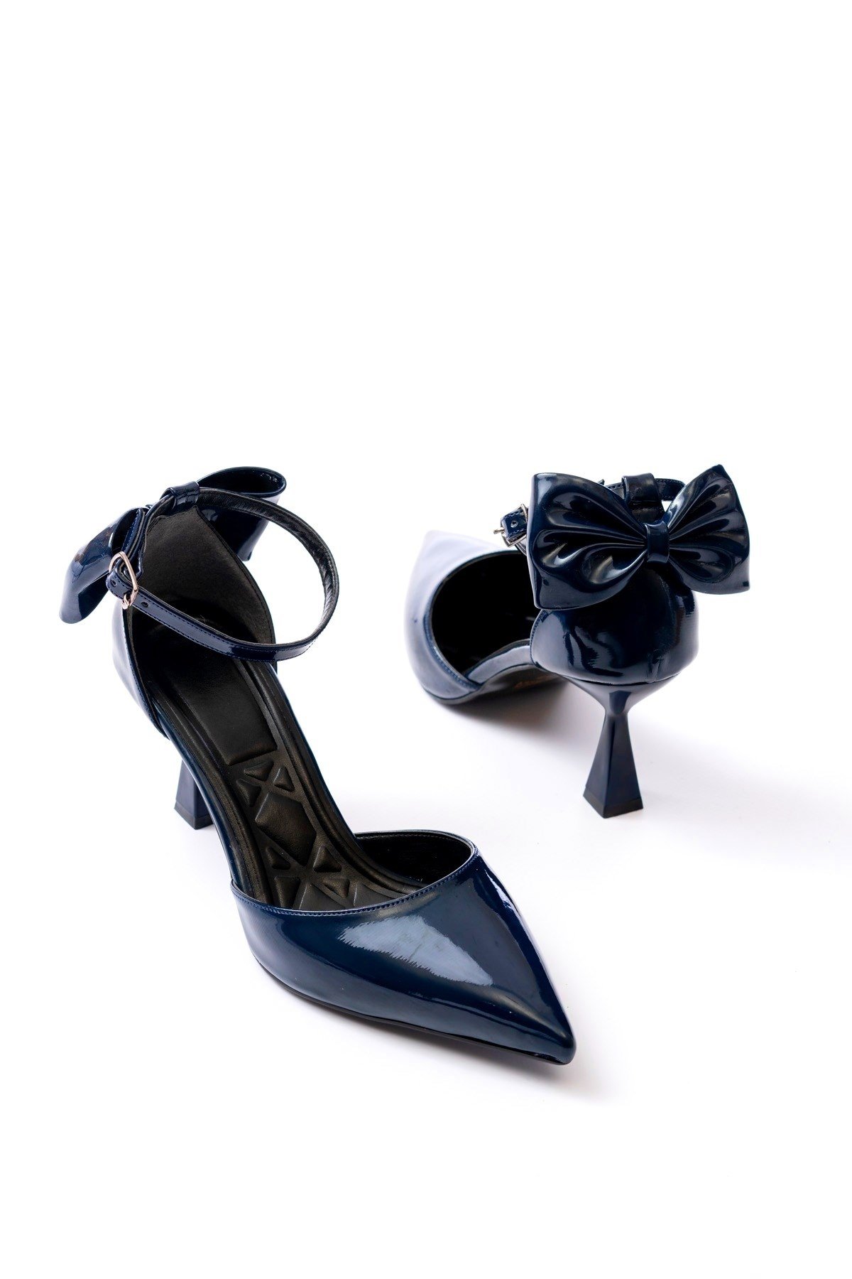 Kadın fiyonklu🎀 Abiye Rugan Topuklu 7cm şık Ayakkabı
