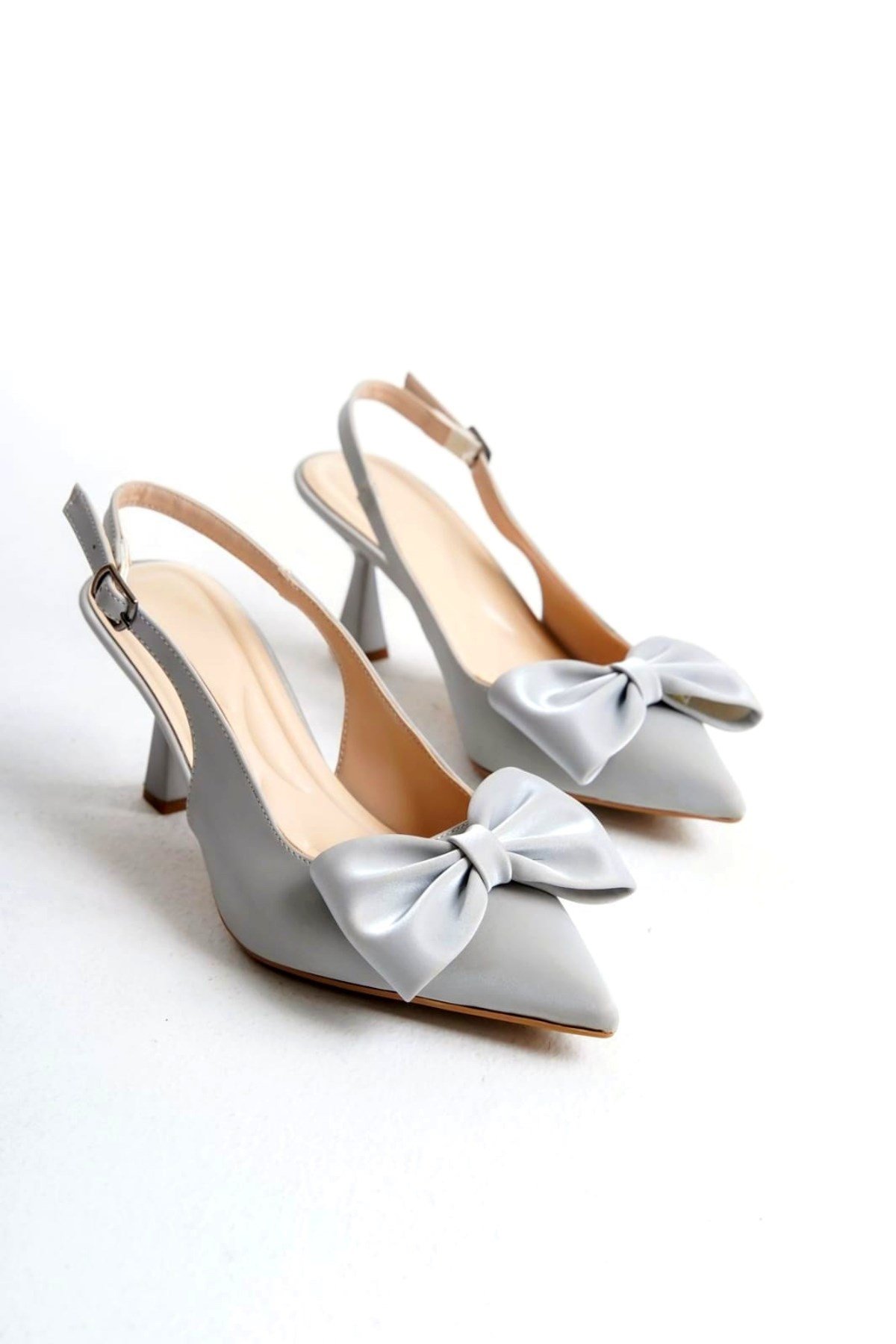 Kadın fiyonklu🎀 Abiye velvet satan Topuklu 7cm şık Ayakkabı