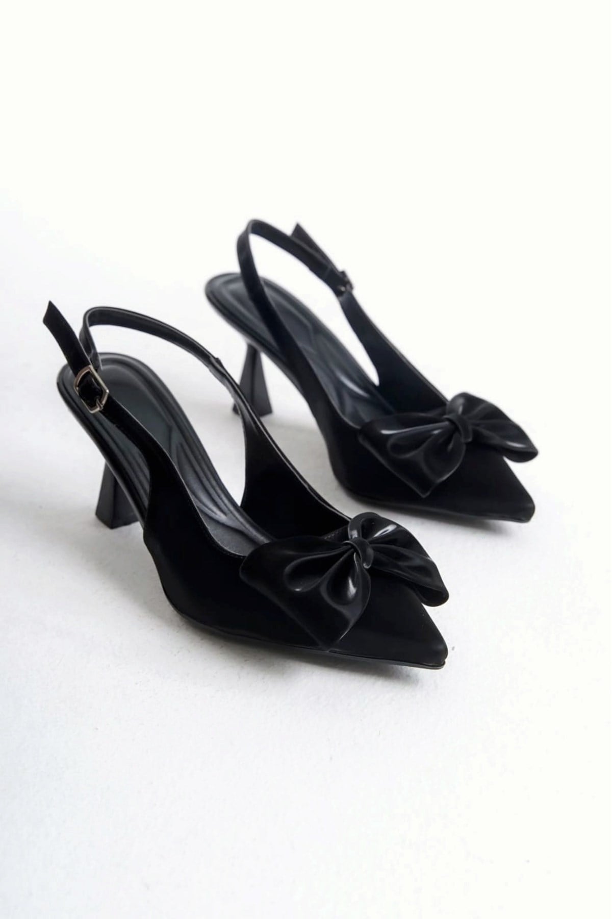Kadın fiyonklu🎀 Abiye velvet satan Topuklu 7cm şık Ayakkabı