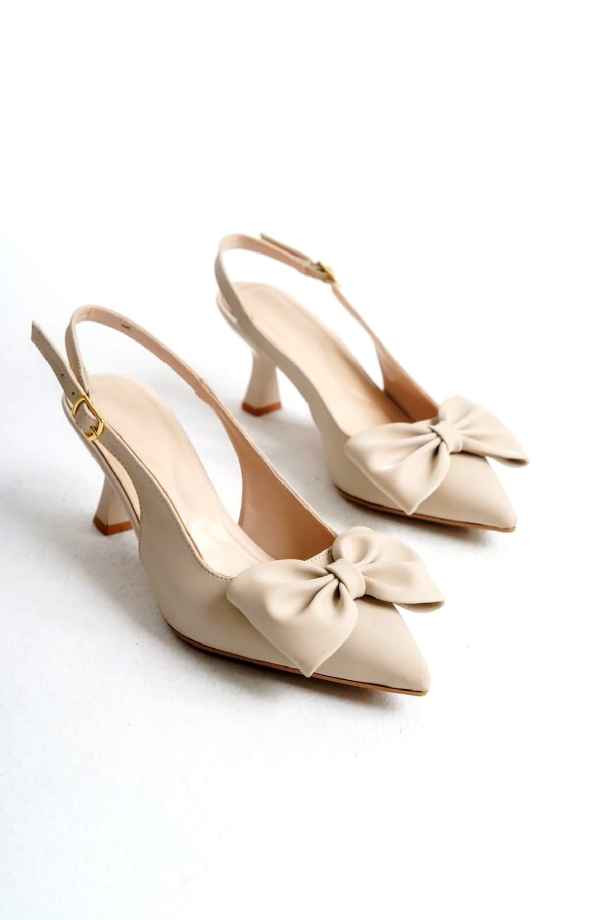 Kadın fiyonklu🎀 Abiye velvet satan Topuklu 7cm şık Ayakkabı