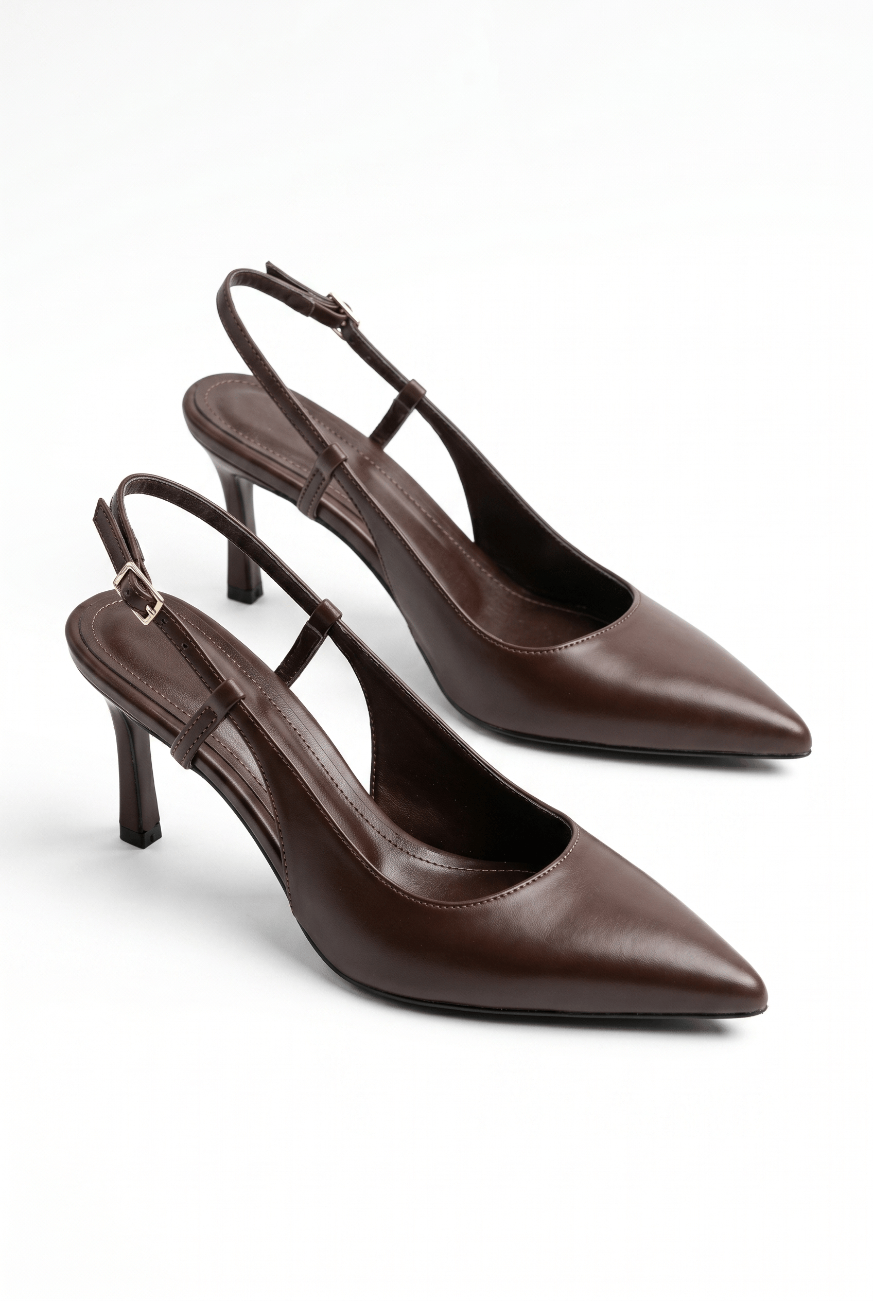 Kadın Kahverengi Direkli Tokalı İnce Topuklu Ayakkabı TSA01