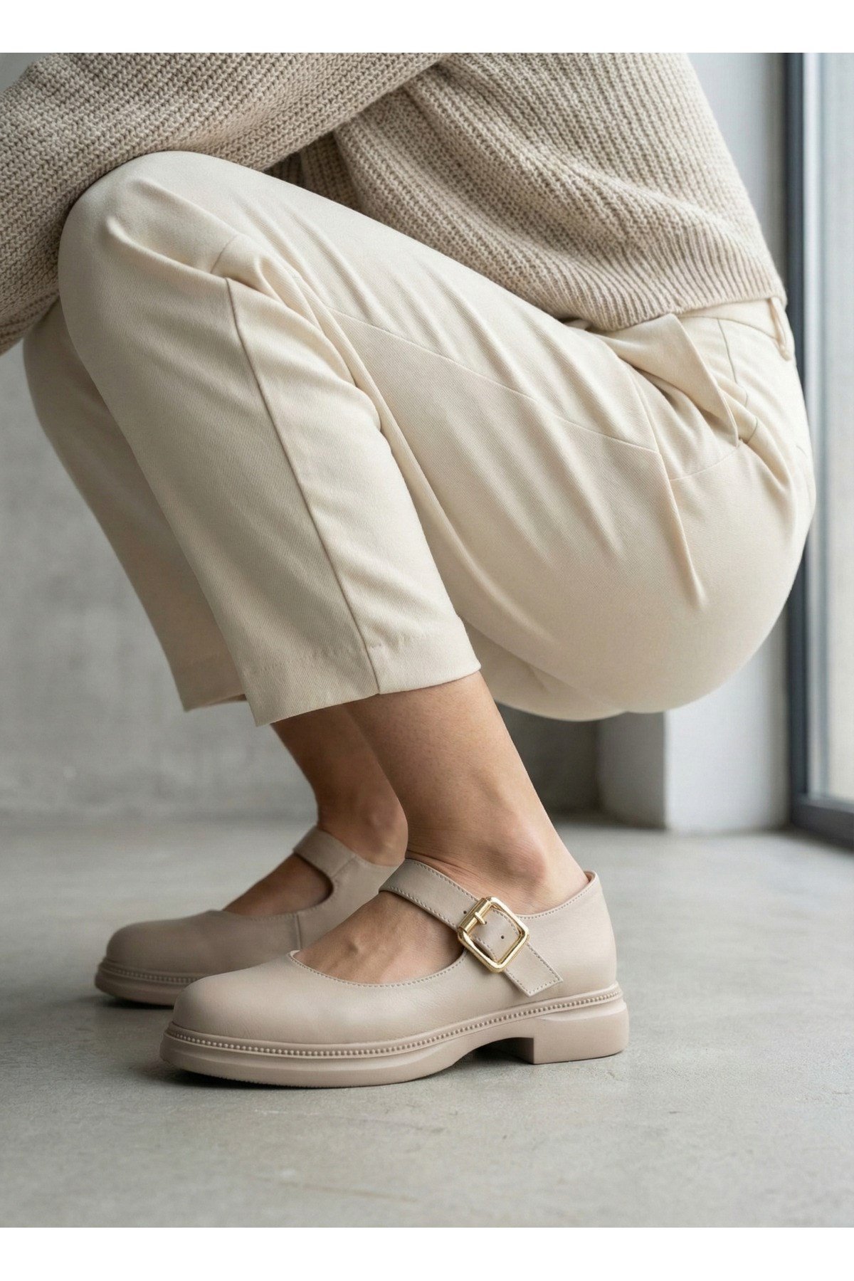 Kadın Rugan Kalın Tabanlı Tokalı Bantlı Loafer Günlük Casual Ayakkabı