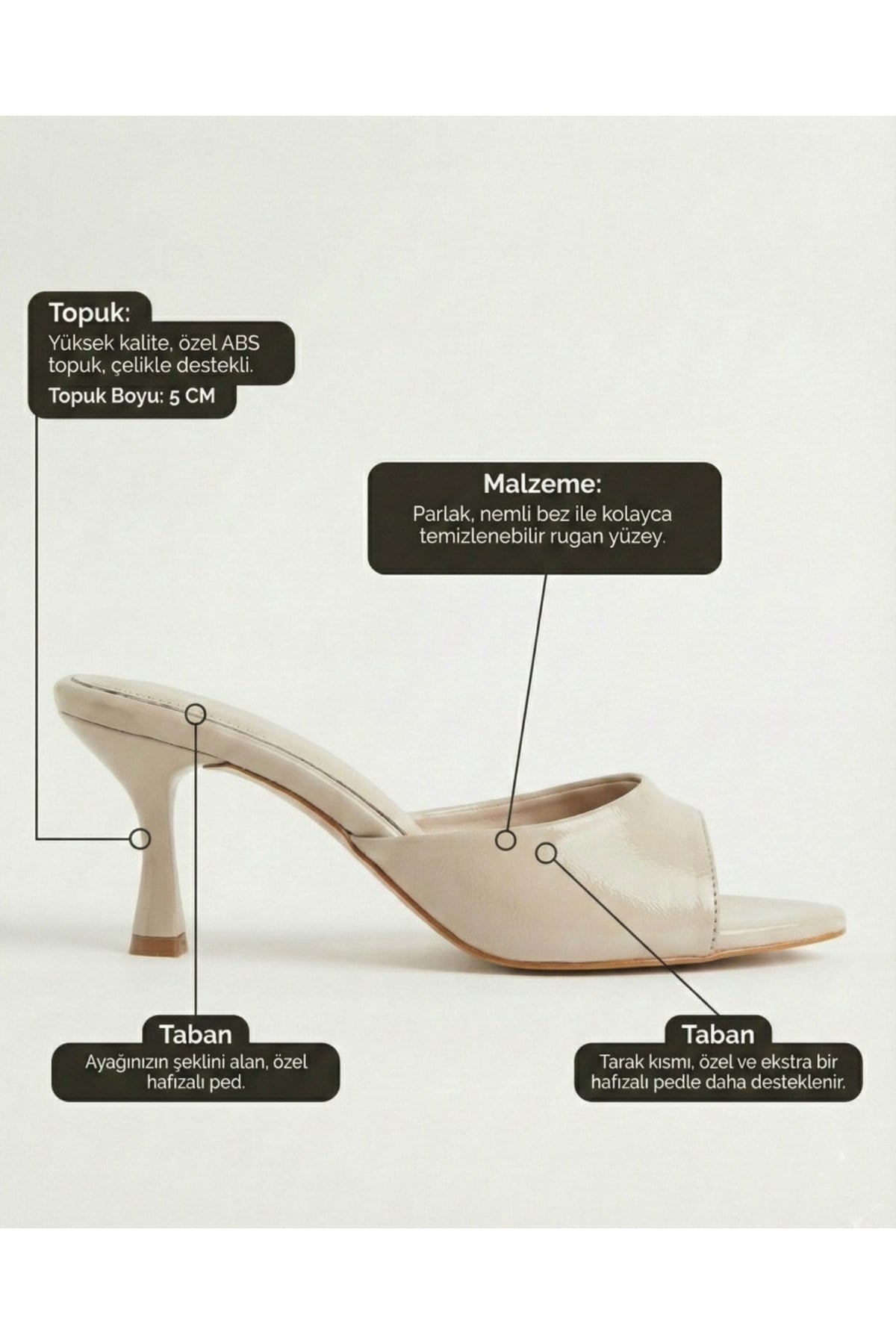Kadın Rugan Sivri Burun Tek Bantlı İnce Topuklu Stiletto Terlik Abiye Ayakkabı