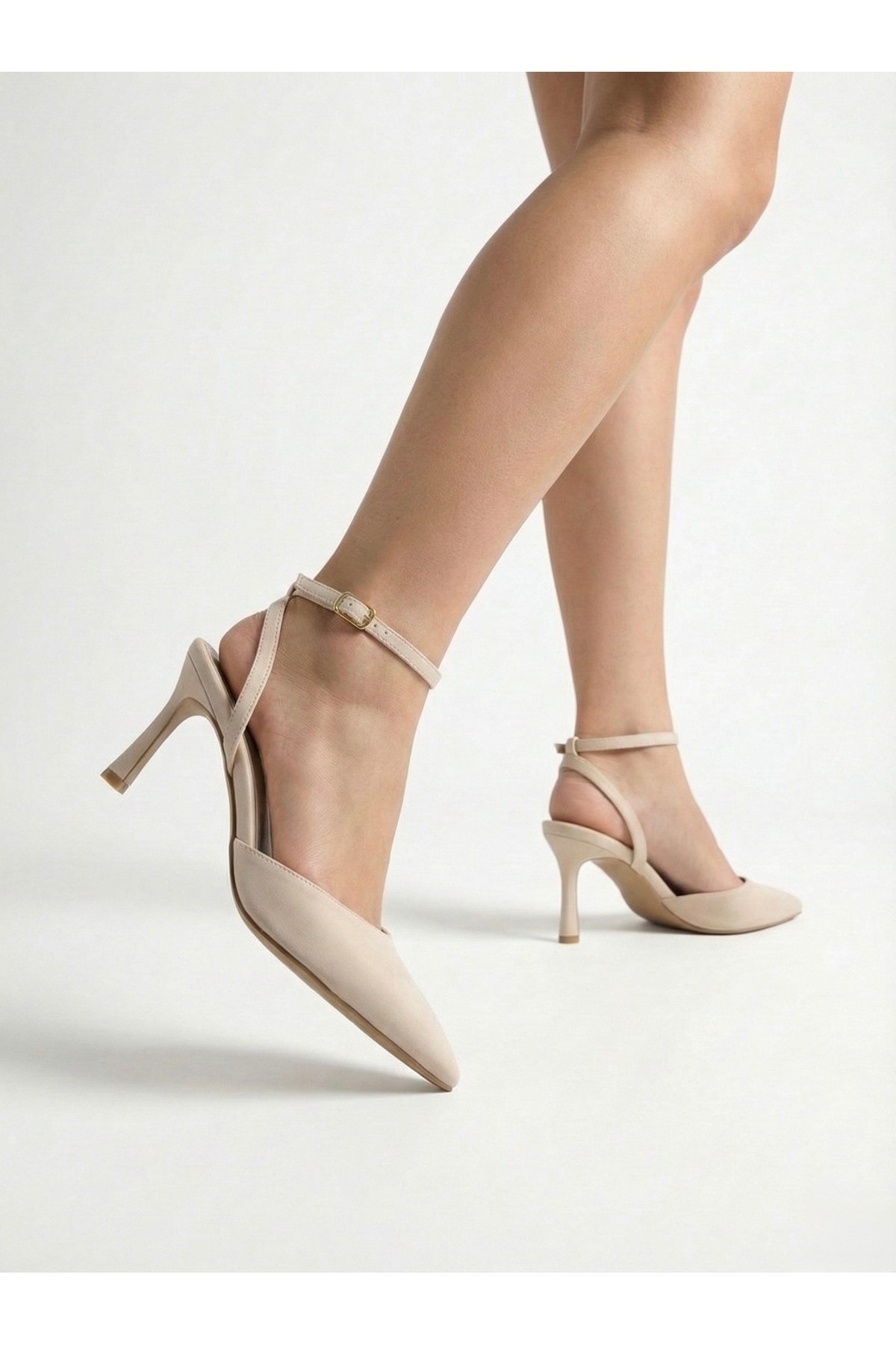 Kadın Saten Bilekten Bağlamalı Sivri Burun İnce Topuklu Stiletto Abiye Gece Ayakkabısı