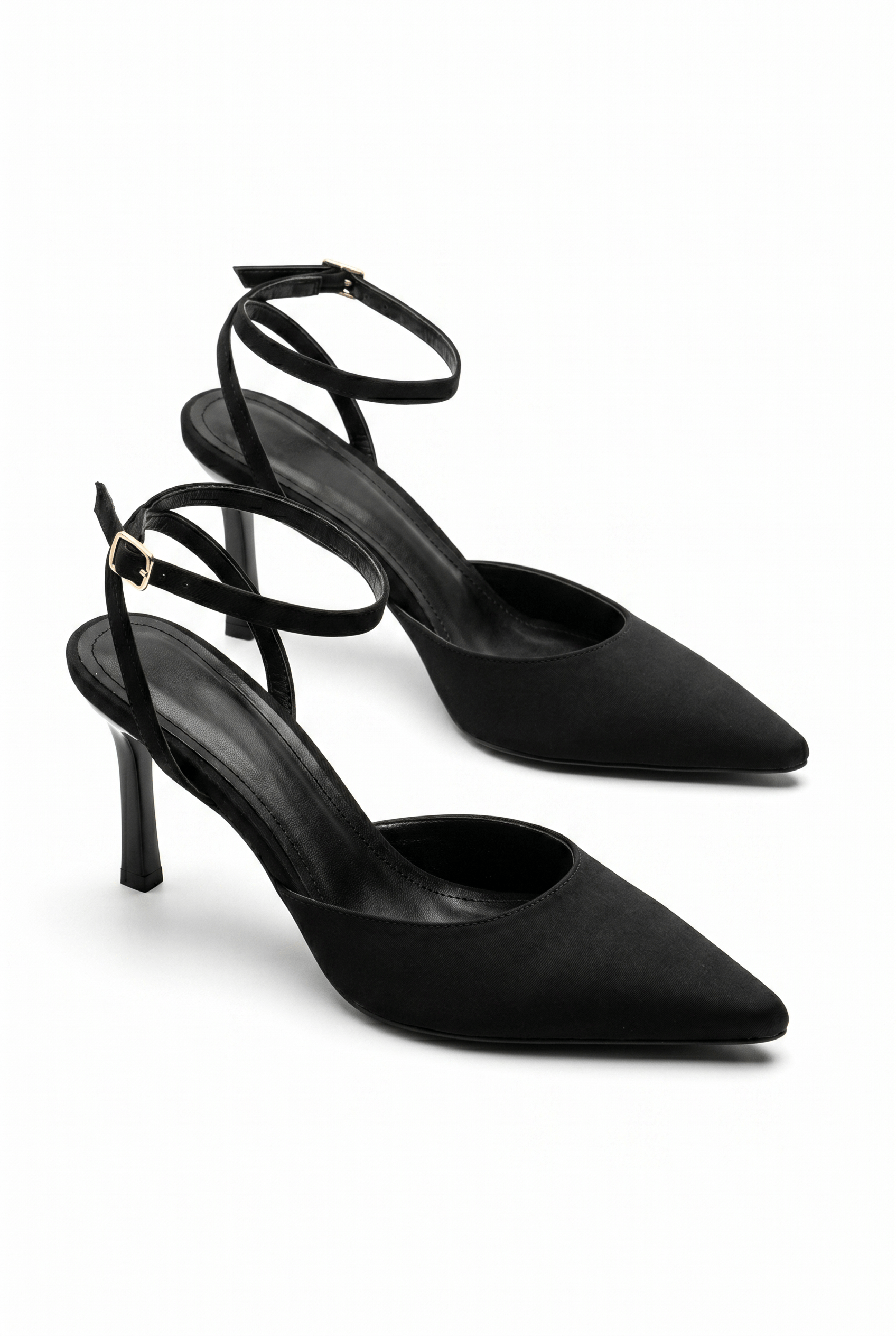 Kadın Saten Bilekten Bağlamalı Sivri Burun İnce Topuklu Stiletto Abiye Gece Ayakkabısı