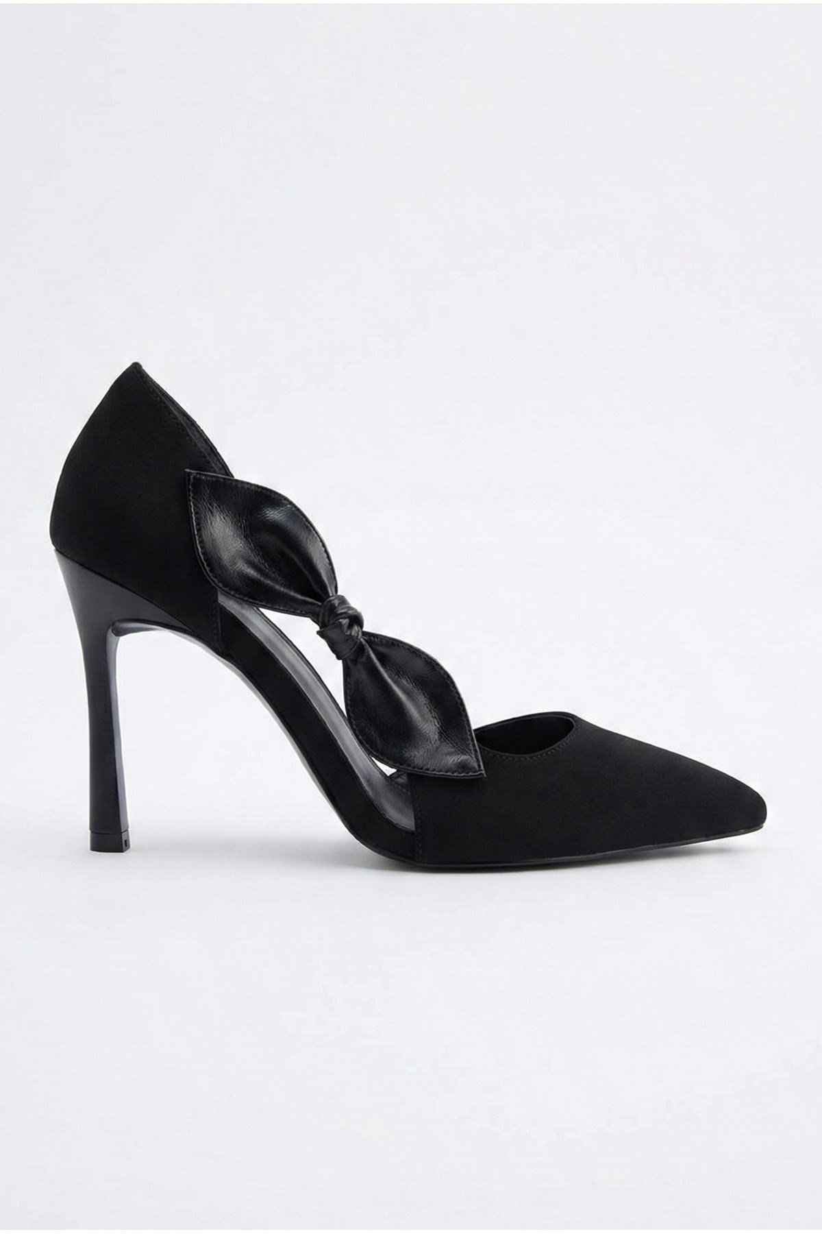 Kadın Saten Fiyonklu Sivri Burun 9 cm İnce Topuklu Stiletto Abiye Ayakkabı