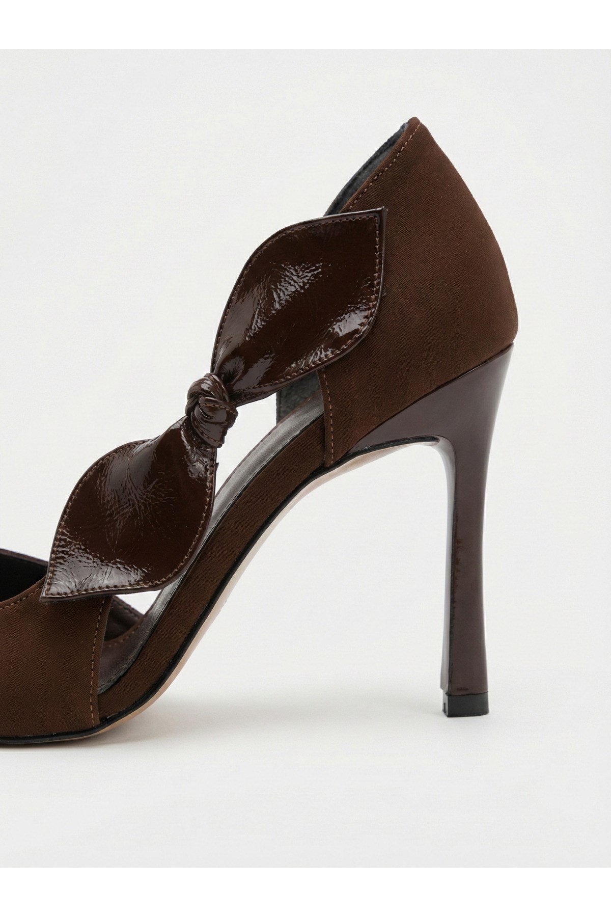 Kadın Saten Fiyonklu Sivri Burun 9 cm İnce Topuklu Stiletto Abiye Ayakkabı