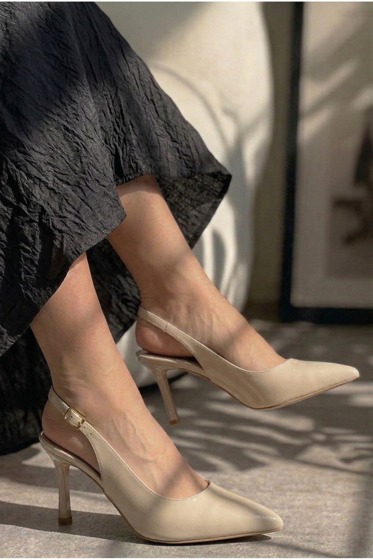 Kadın Sivri Burun Bantlı İnce Topuklu Stiletto Abiye Ofis Düğün Kadın Topuklu Ayakkabı