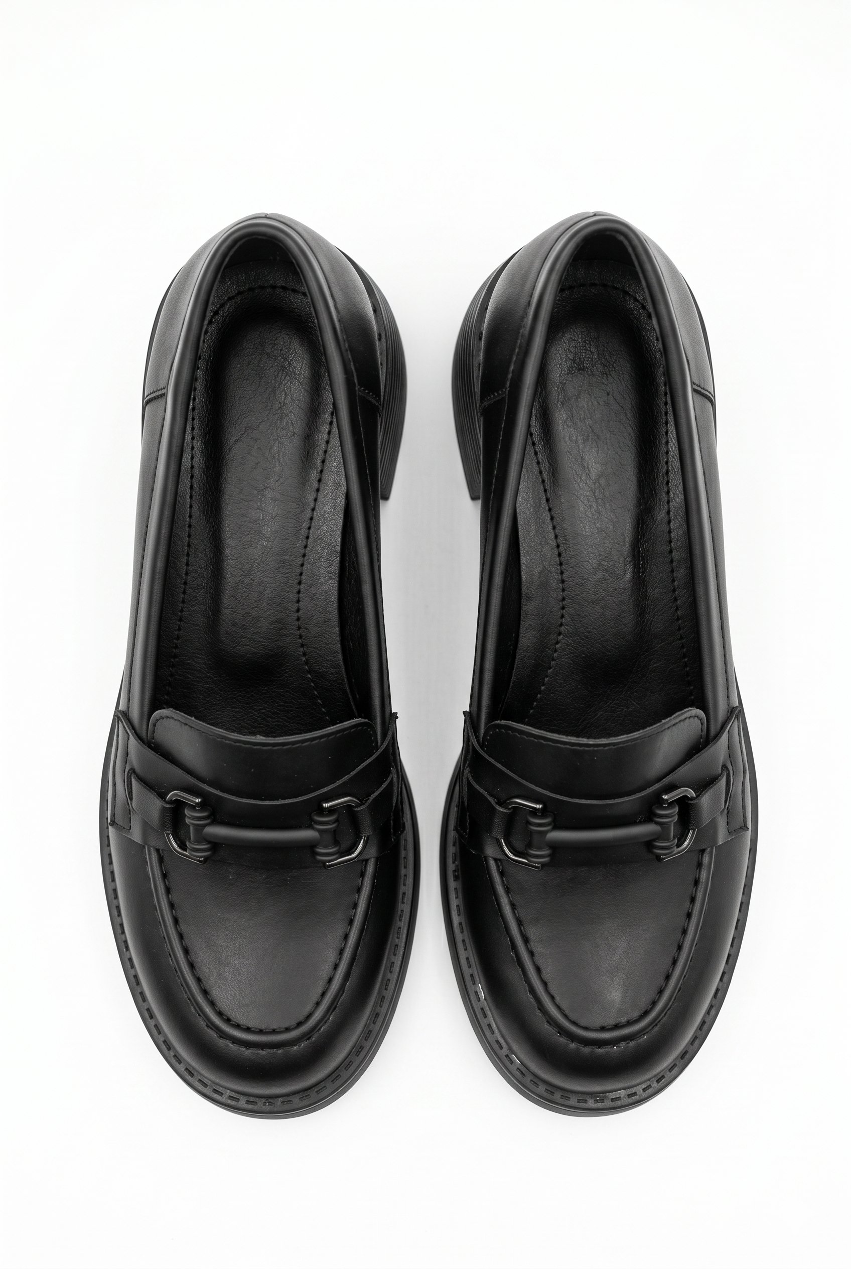 Kadın Siyah Kalın Tabanlı Tokalı Platform Topuklu Günlük Loafer Casual Ayakkabı