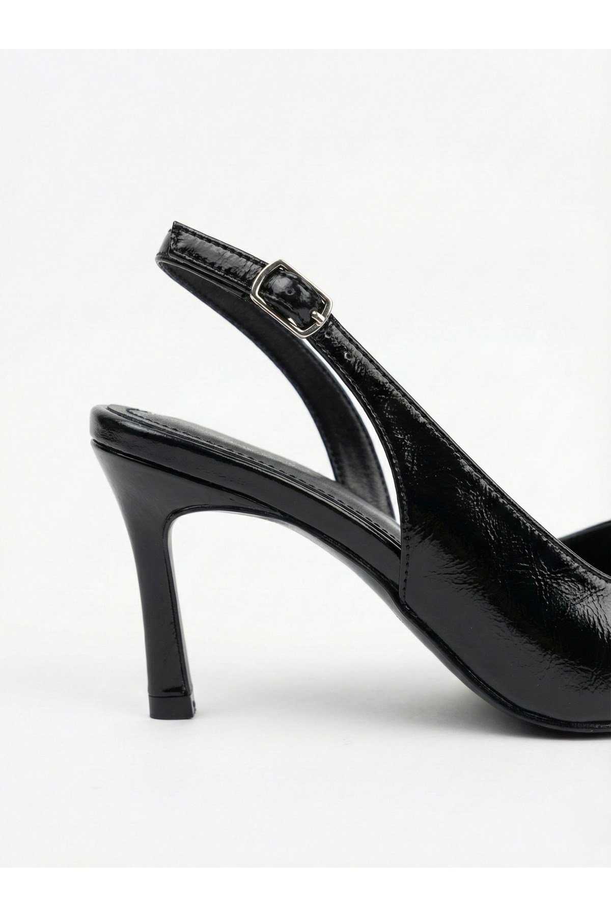 Kadın Siyah Sivri Burun Bant Detaylı Stiletto Abiye Ofis Topuklu Ayakkabı