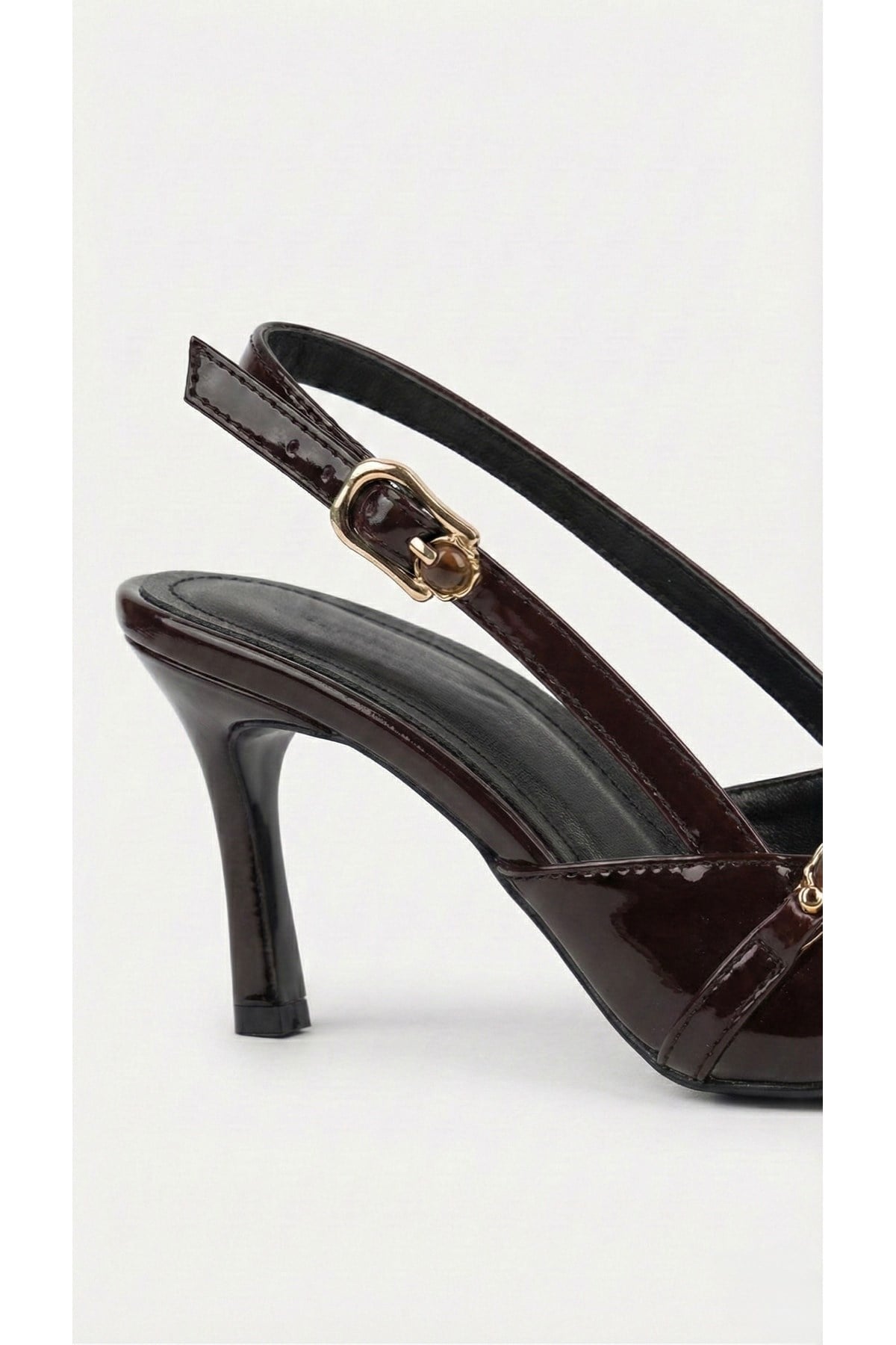 Kadın Taşlı Bantlı Arkası Açık Kadeh Topuklu Sivri Burun Abiye Stiletto Ayakkabı