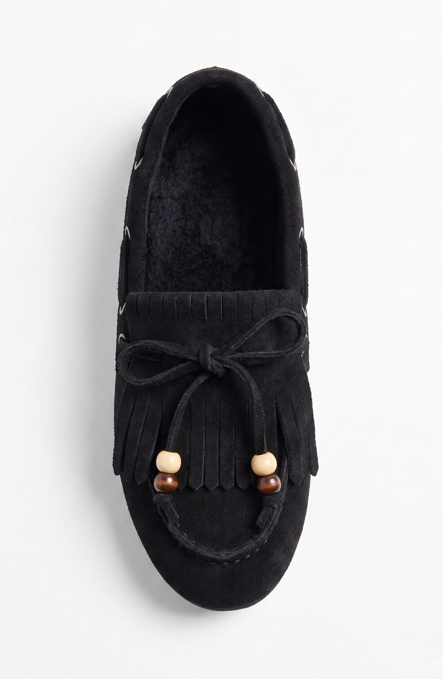 Püsküllü Boncuk Detaylı Süet Makosen Loafer Ayakkabı