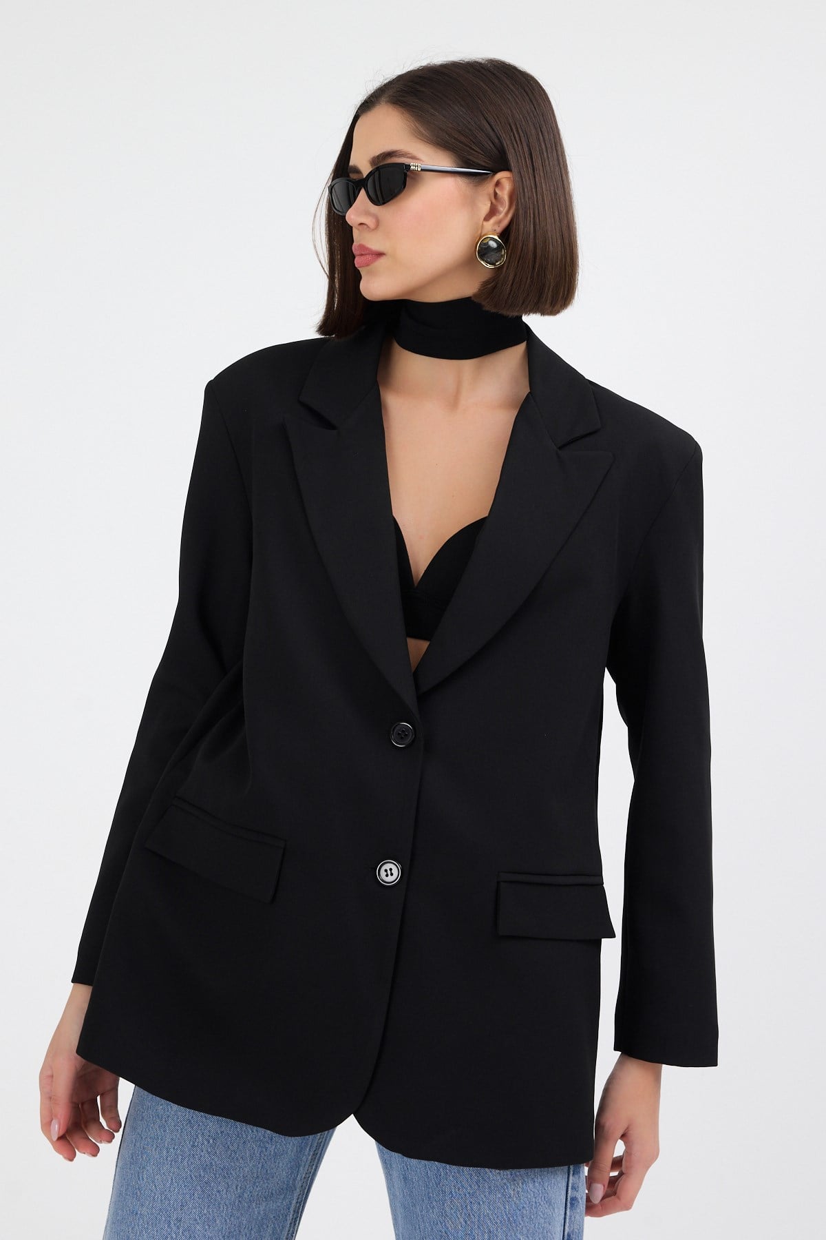 Kadın Oversize Siyah Blazer Ceket