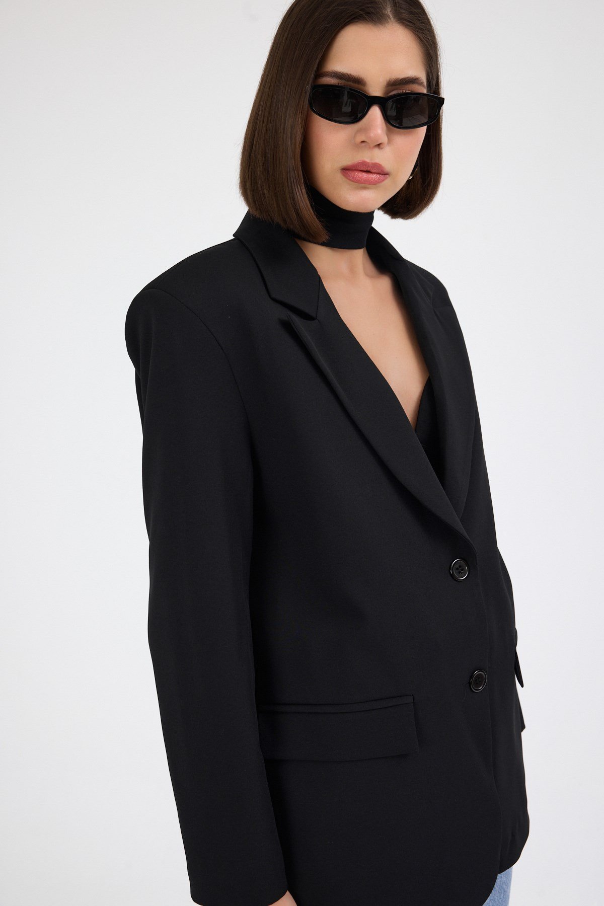 Kadın Oversize Siyah Blazer Ceket