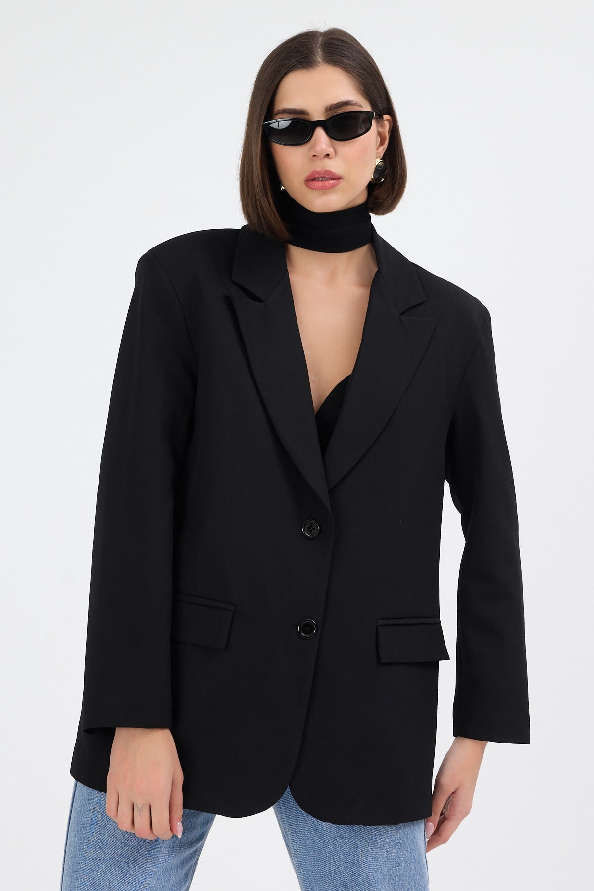 Kadın Oversize Siyah Blazer Ceket