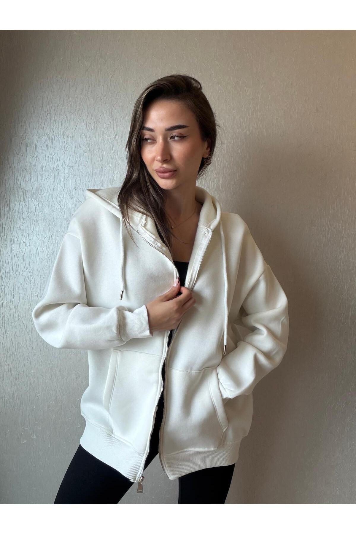 3 İplik Şardonlu Kapüşonlu Oversize Sweatshirt