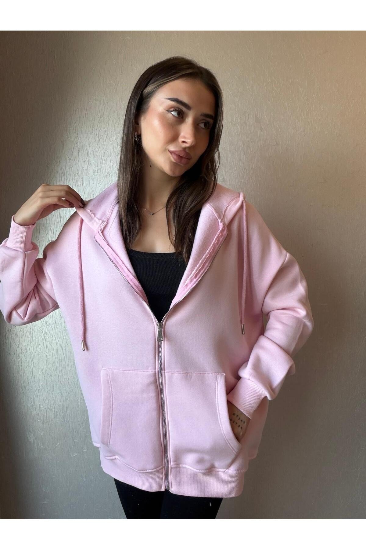 3 İplik Şardonlu Kapüşonlu Oversize Sweatshirt