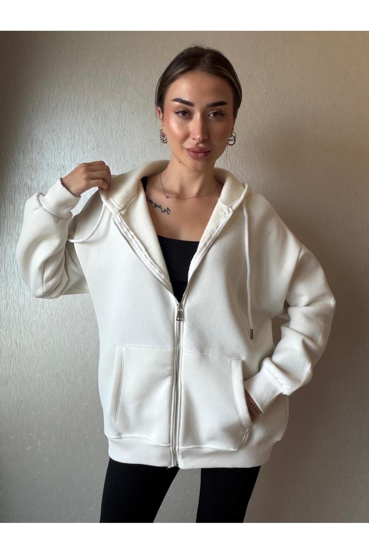 3 İplik Şardonlu Kapüşonlu Oversize Sweatshirt