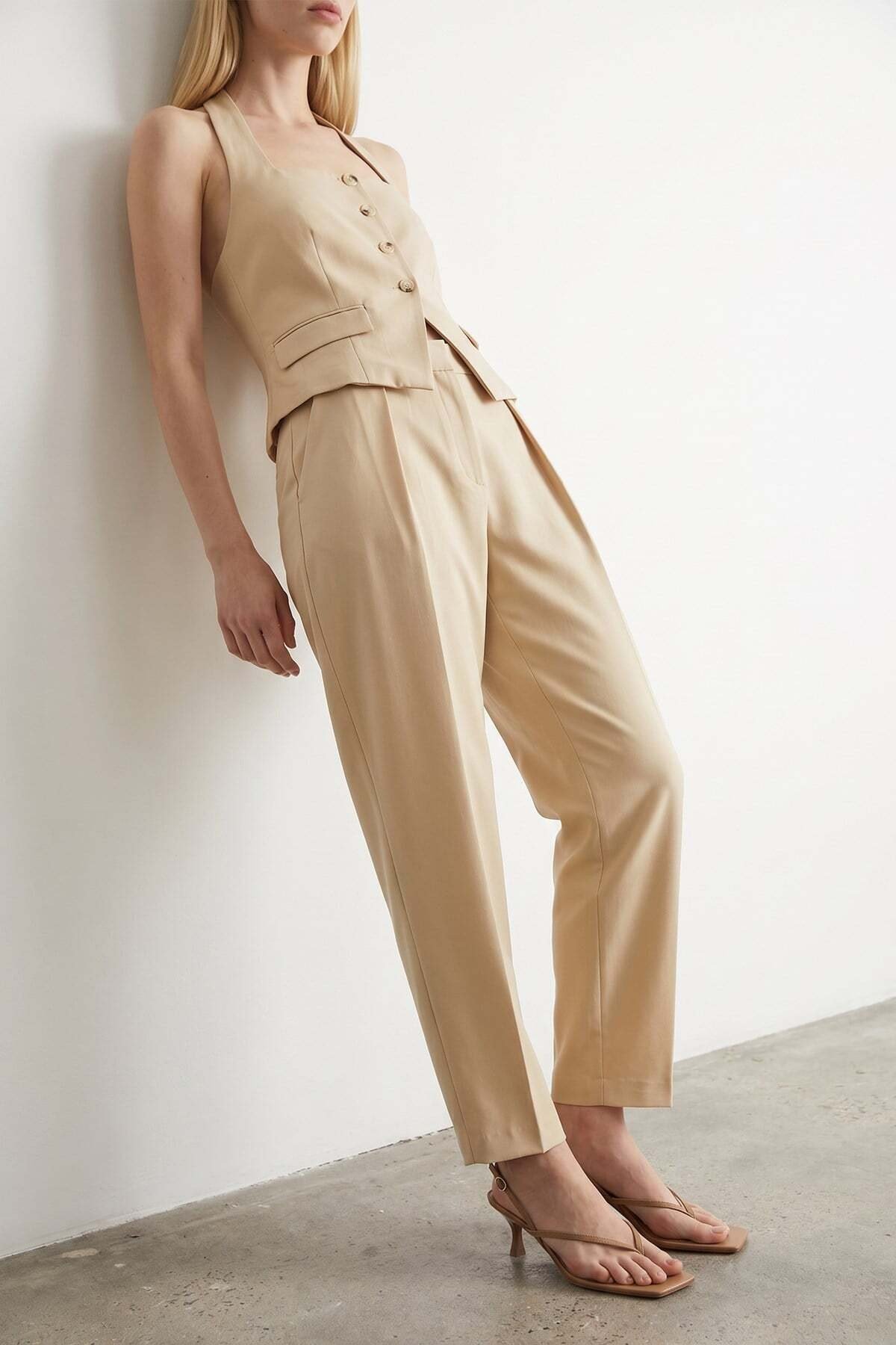 Balon Fit Pantolon Krem