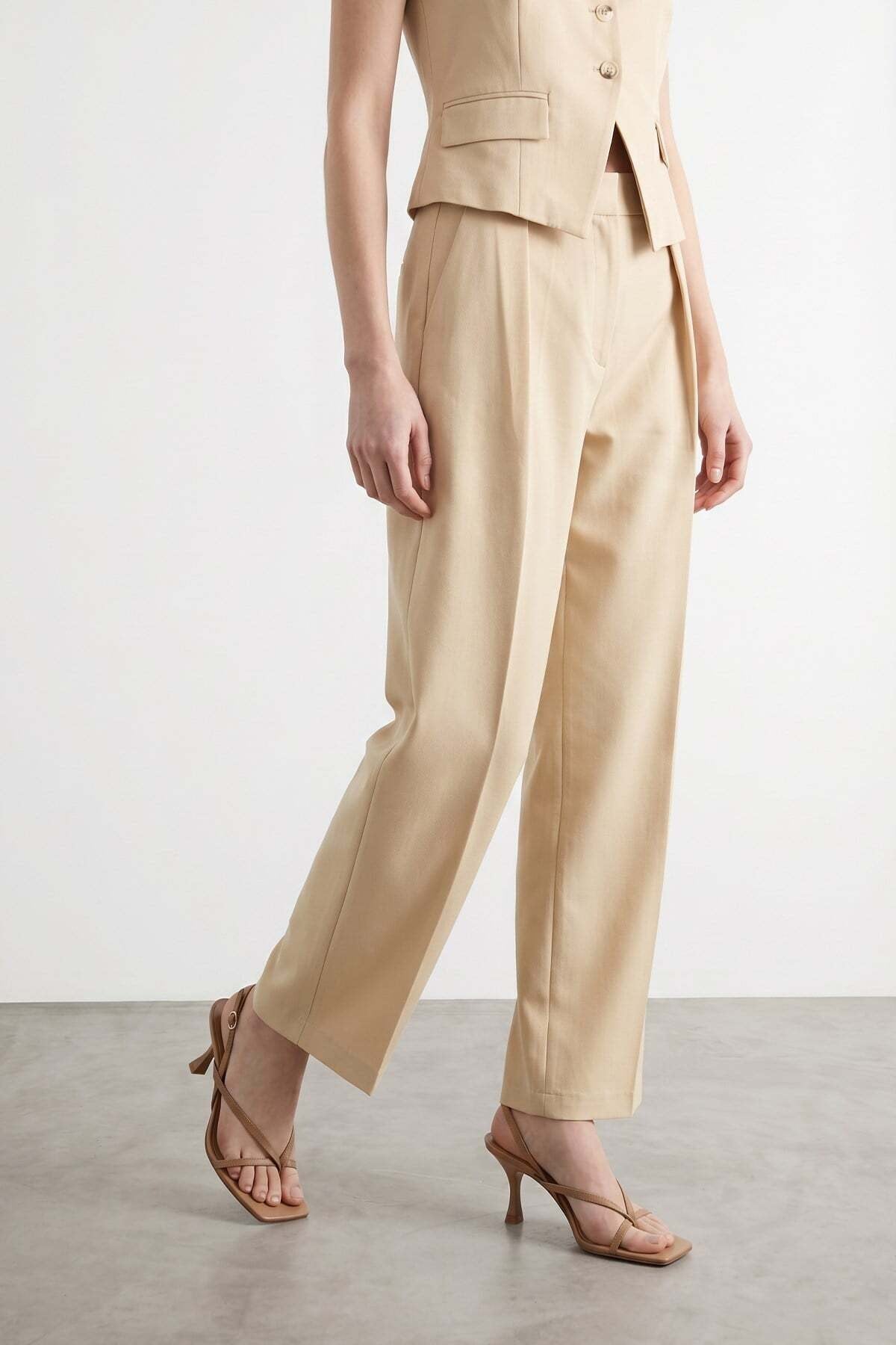 Balon Fit Pantolon Krem