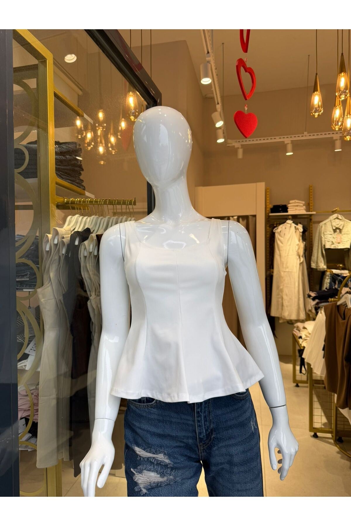 Kadın Askılı Peplum Bluz Volanlı Bel Oturtmalı Şık Yazlık Bluz