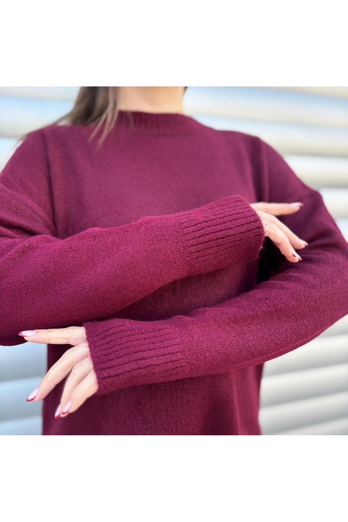 Kadın Oversize Yumuşak Dokulu Basic Triko Kazak