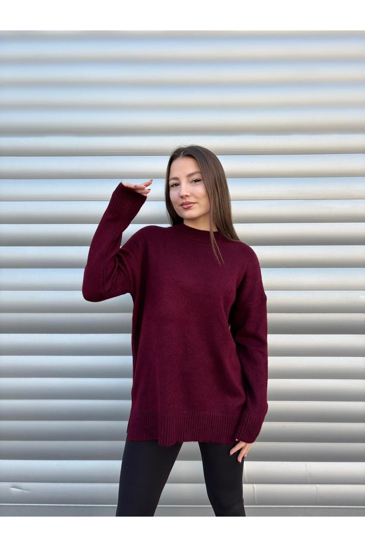 Kadın Oversize Yumuşak Dokulu Basic Triko Kazak