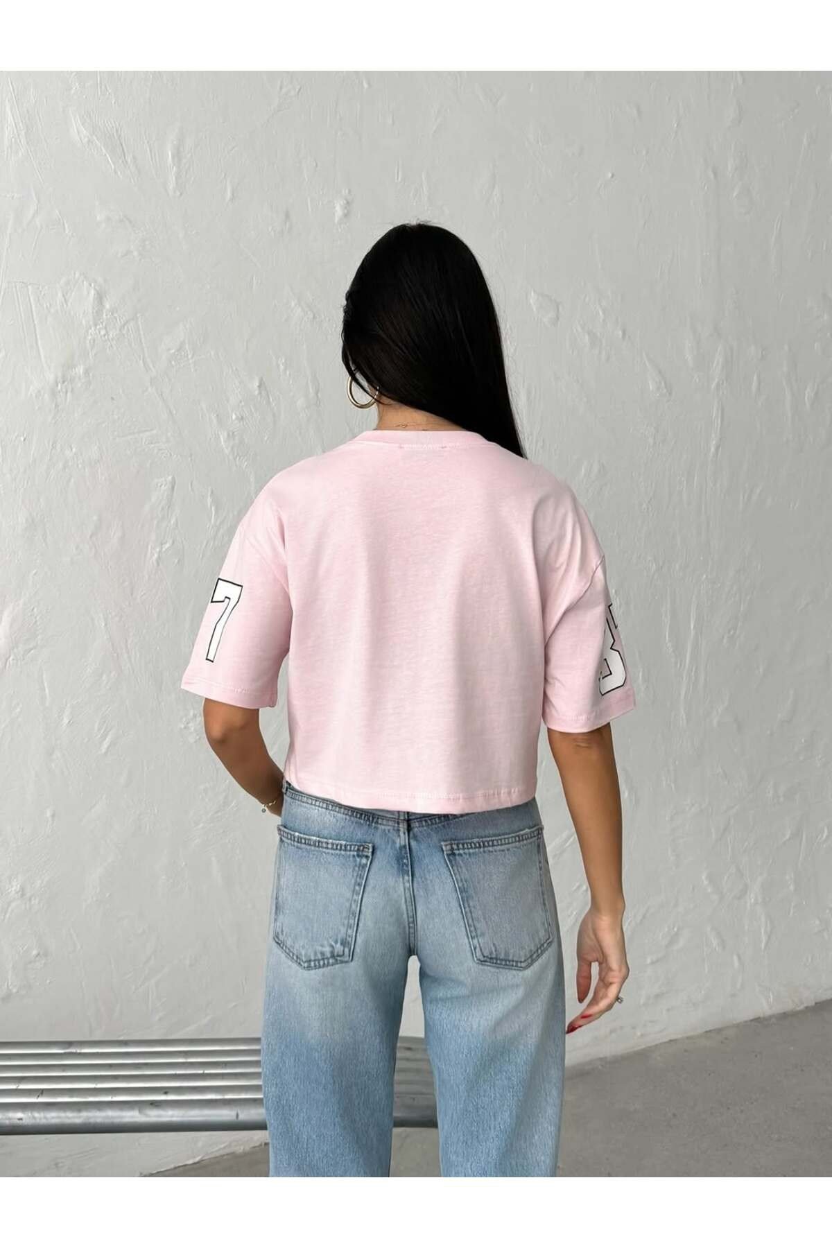 New York Baskılı Crop T-Shirt – Kısa Kesim Oversize Kadın T-Shirt
