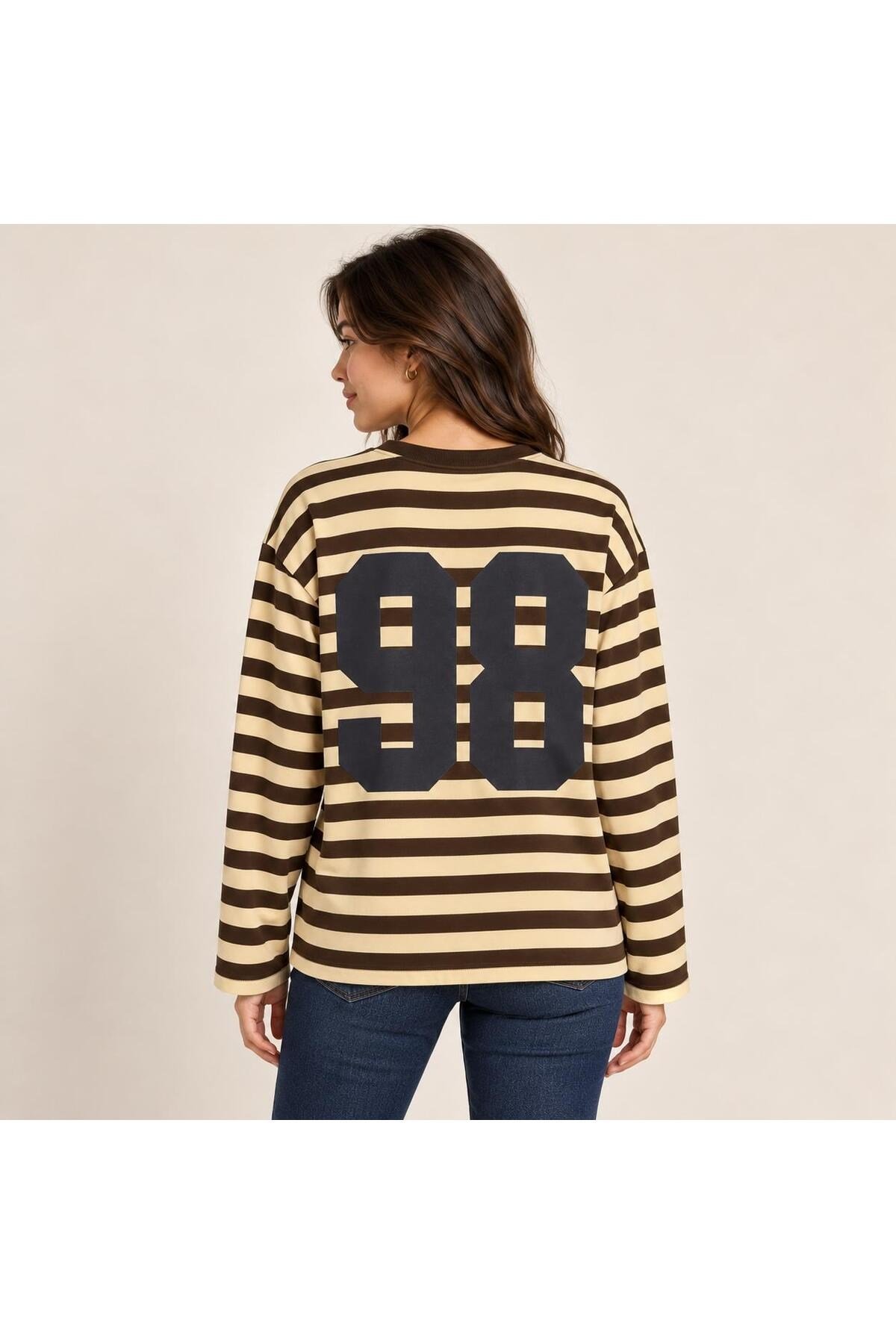 Wıid Baskılı Çizgili Sweatshirt