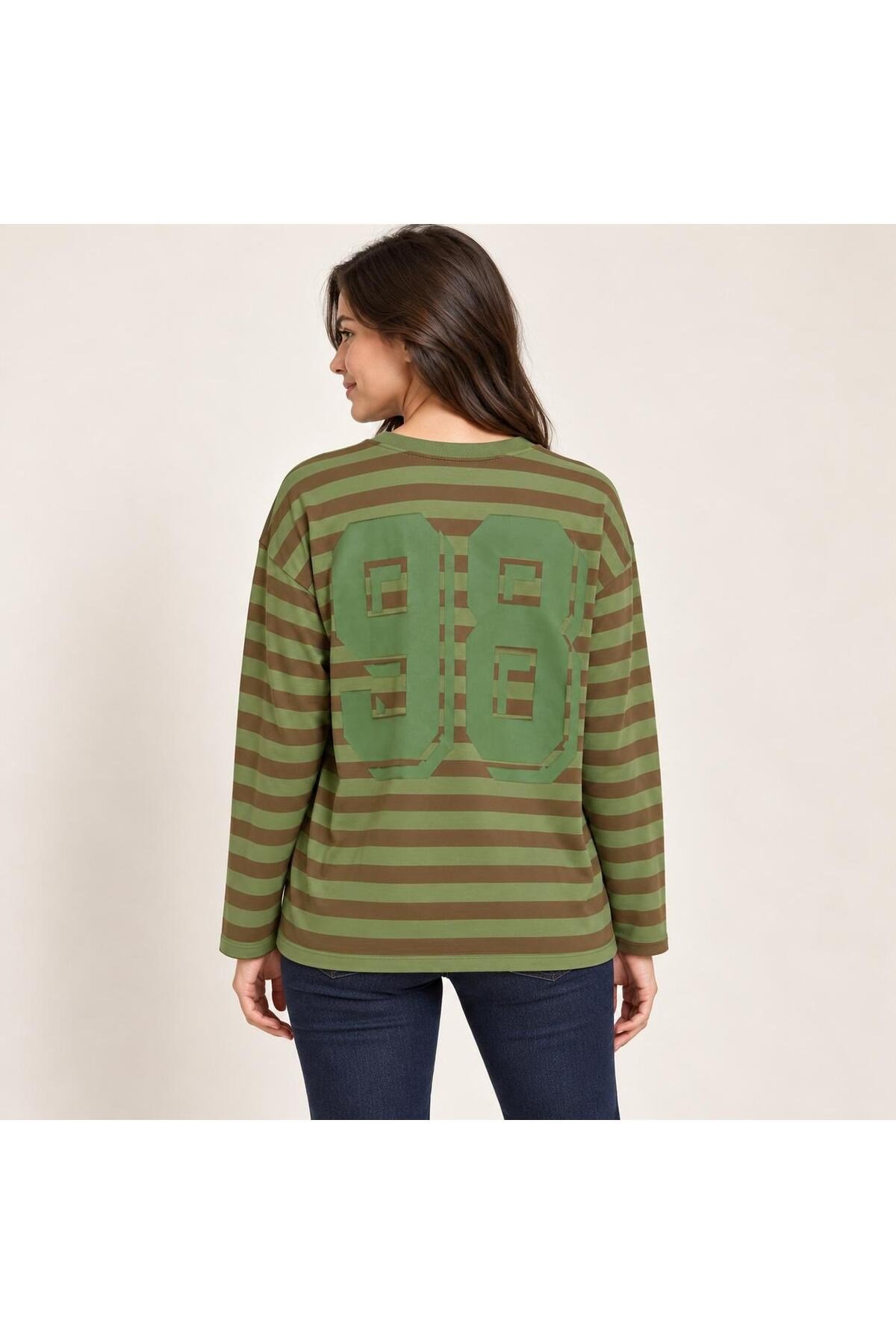 Wıid Baskılı Çizgili Sweatshirt