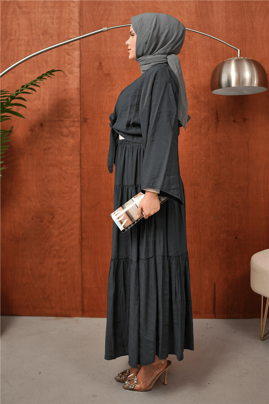 Bağlamalı Oversize Antrasit Tesettür Takım kadın giyim ürün görseli Arzestore