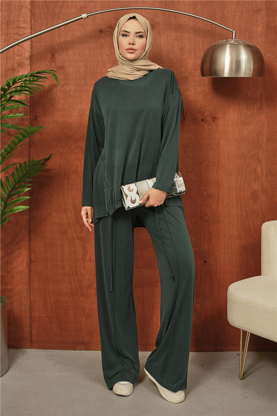 Haki Oversize Rahat Kesim Tesettür İkili Takım kadın giyim ürün görseli Arzestore